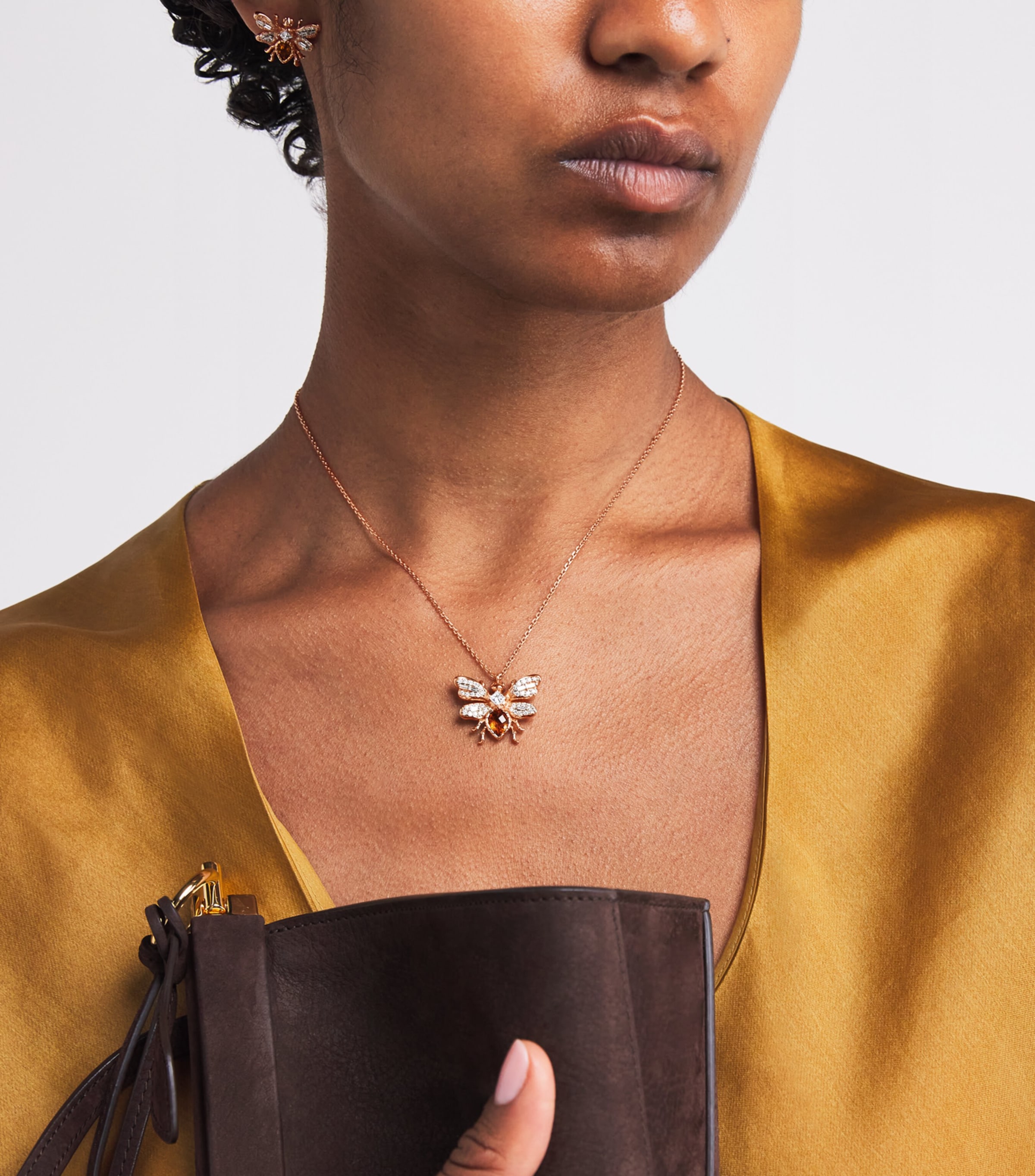 Rose Gold, Diamond and Citrine Queen Bee Bon Bon Necklace ROSE GOLD Image 4