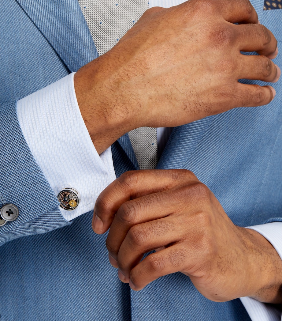 Tateossian Circle Gear Cufflinks Silver Image 4