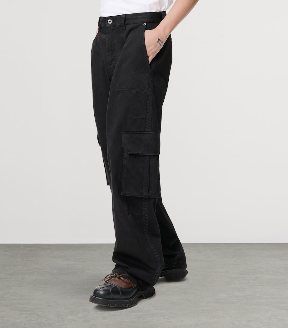 Cotton Cargo Trousers BLACK Image 3
