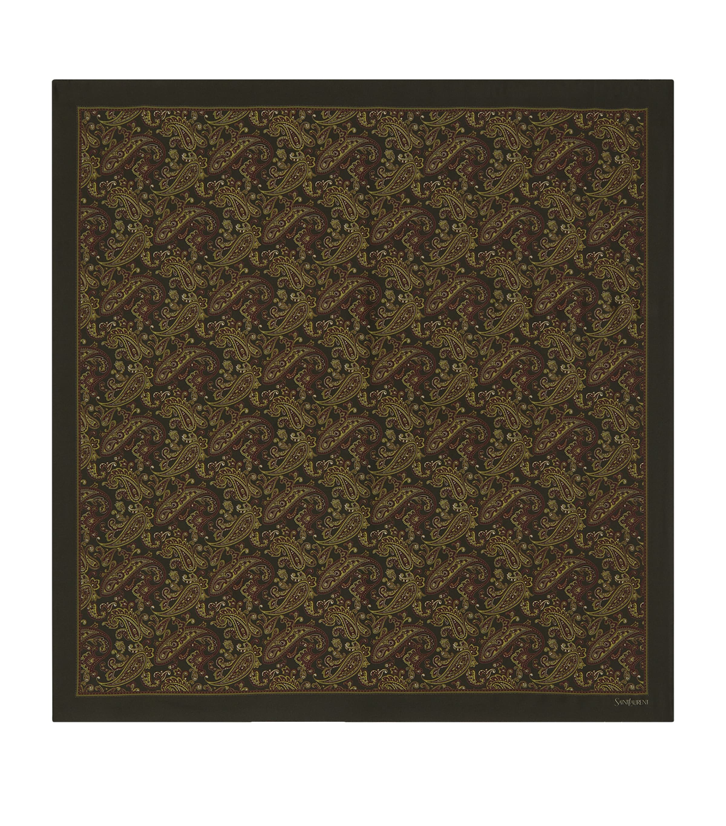 Saint Laurent Silk Paisley Scarf In Green