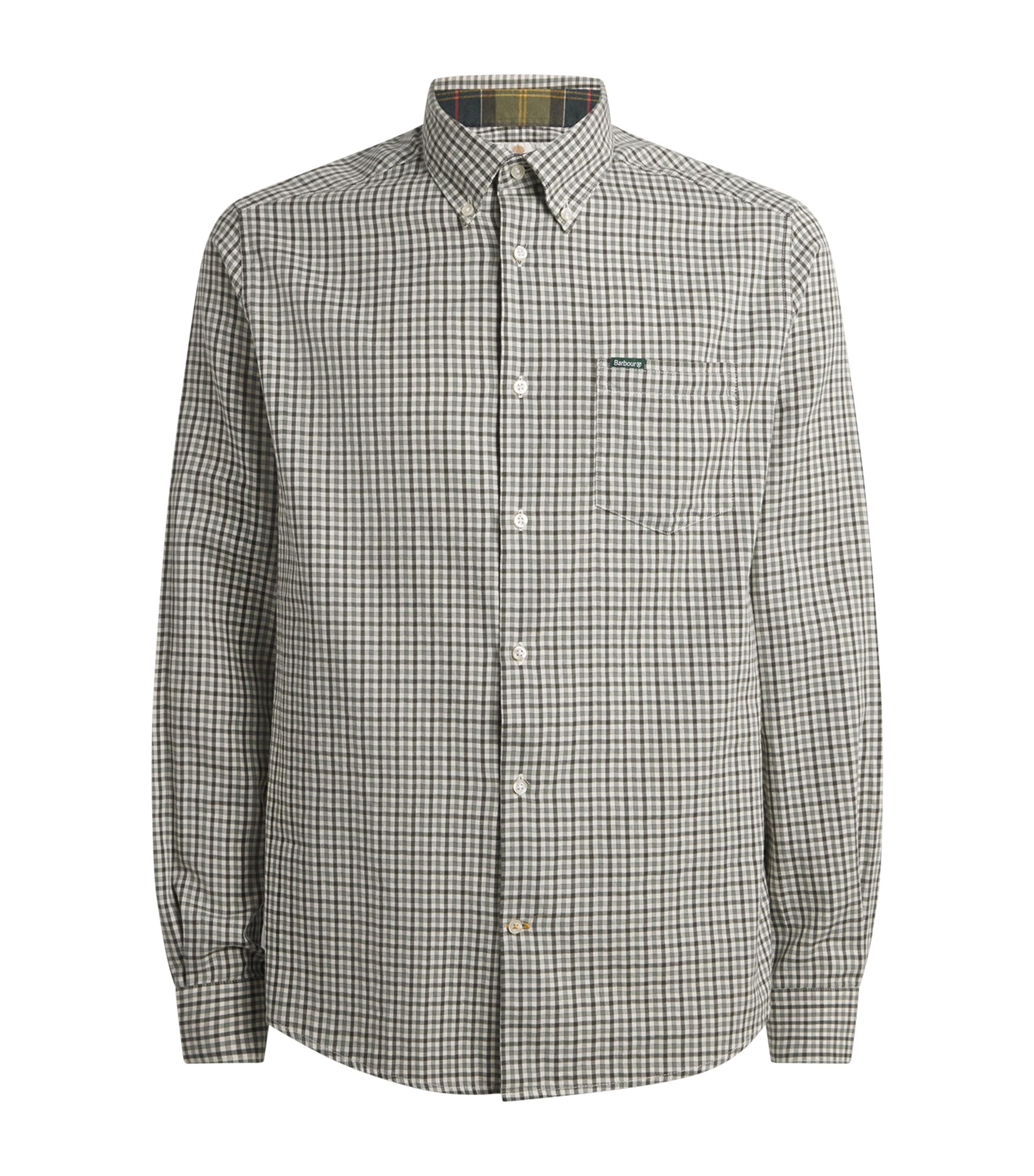 Barbour Mens Gingham Padshaw Shirt Olive Image 1