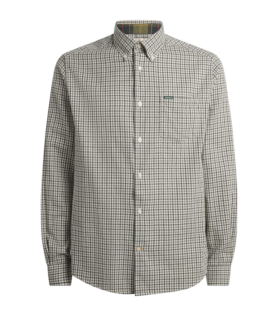 Barbour Mens Gingham Padshaw Shirt Olive Image 1