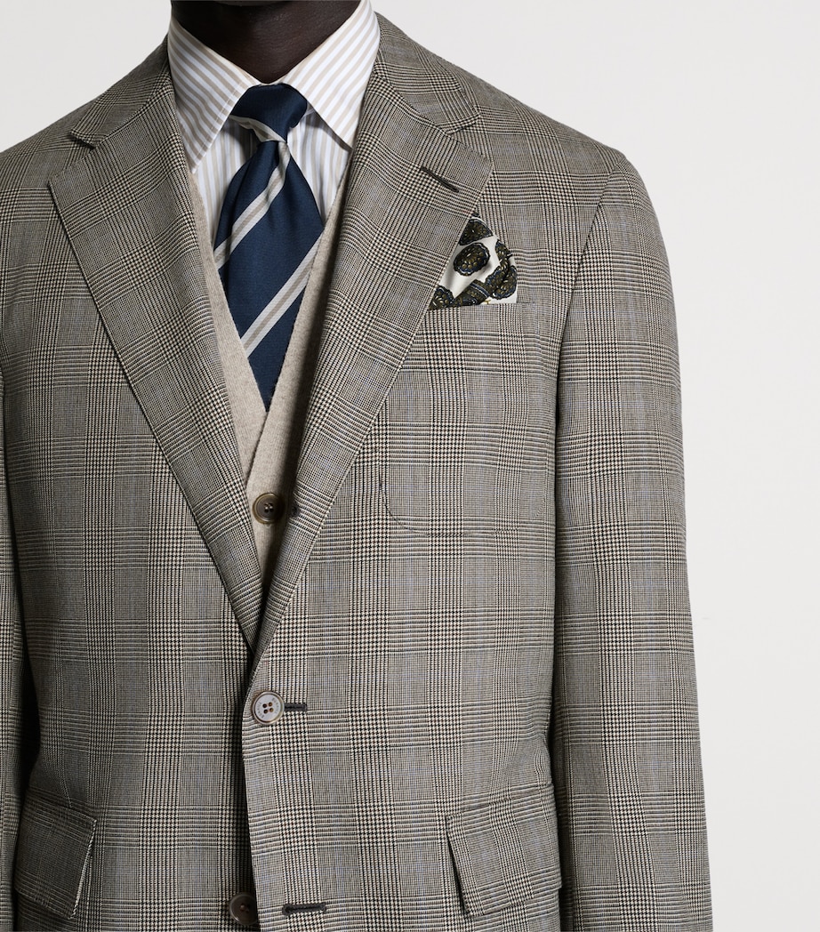 Dunhill Mens Wool-Cashmere Check Cavendish Blazer Khaki Image 6