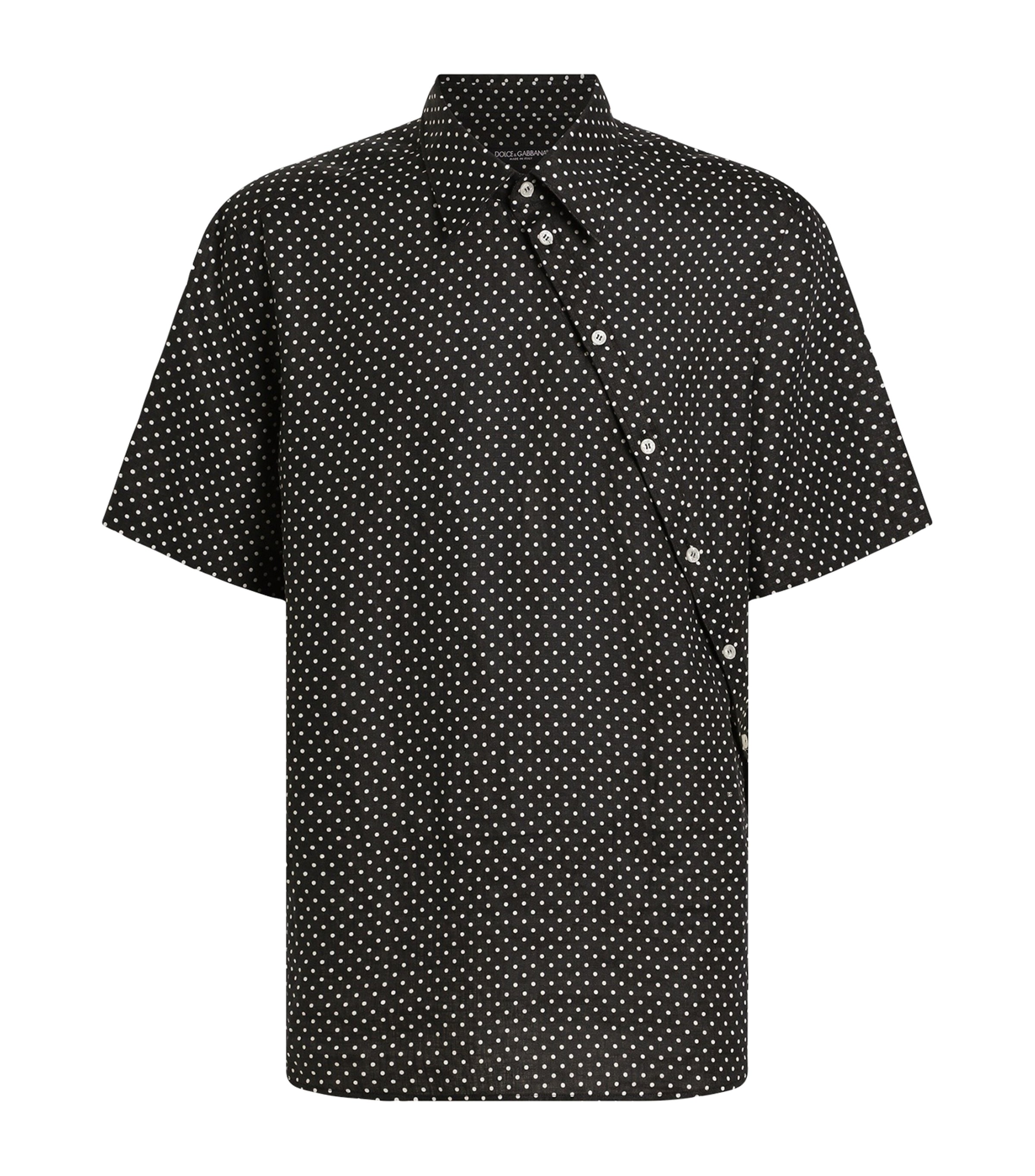 Dolce&Gabbana Mens Linen Polka Dot Asymmetric Shirt Pois Piccolo F Image 1