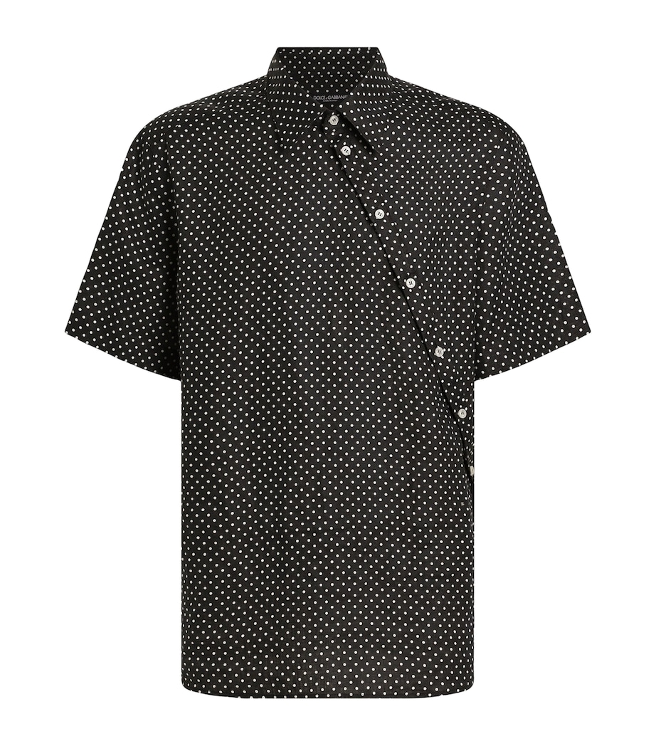Dolce&Gabbana Mens Linen Polka Dot Asymmetric Shirt Pois Piccolo F Image 1