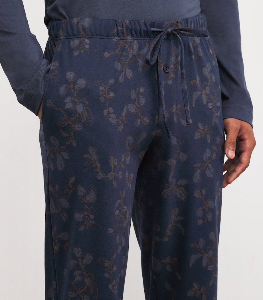 Cotton Nigh & Day Floral Sweatpants 3033 NAVY LINK LEAVS Image 7