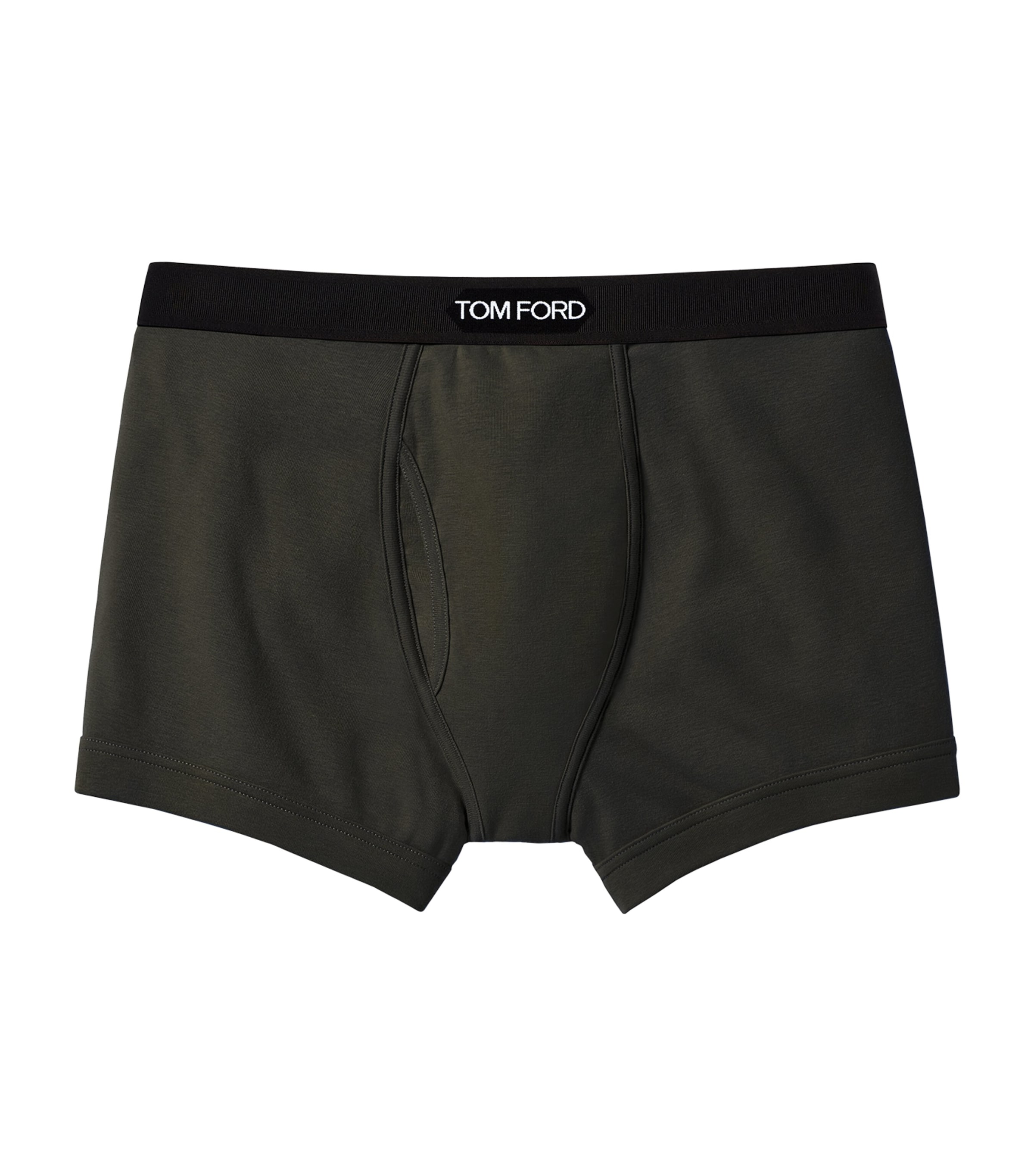 Tom Ford Stretch-cotton Logo Boxers In Green