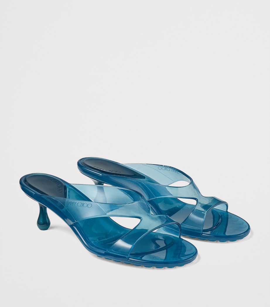 Jimmy Choo Jelly Drop 50 Glitter Heeled Mules Light Lagoon Image 2