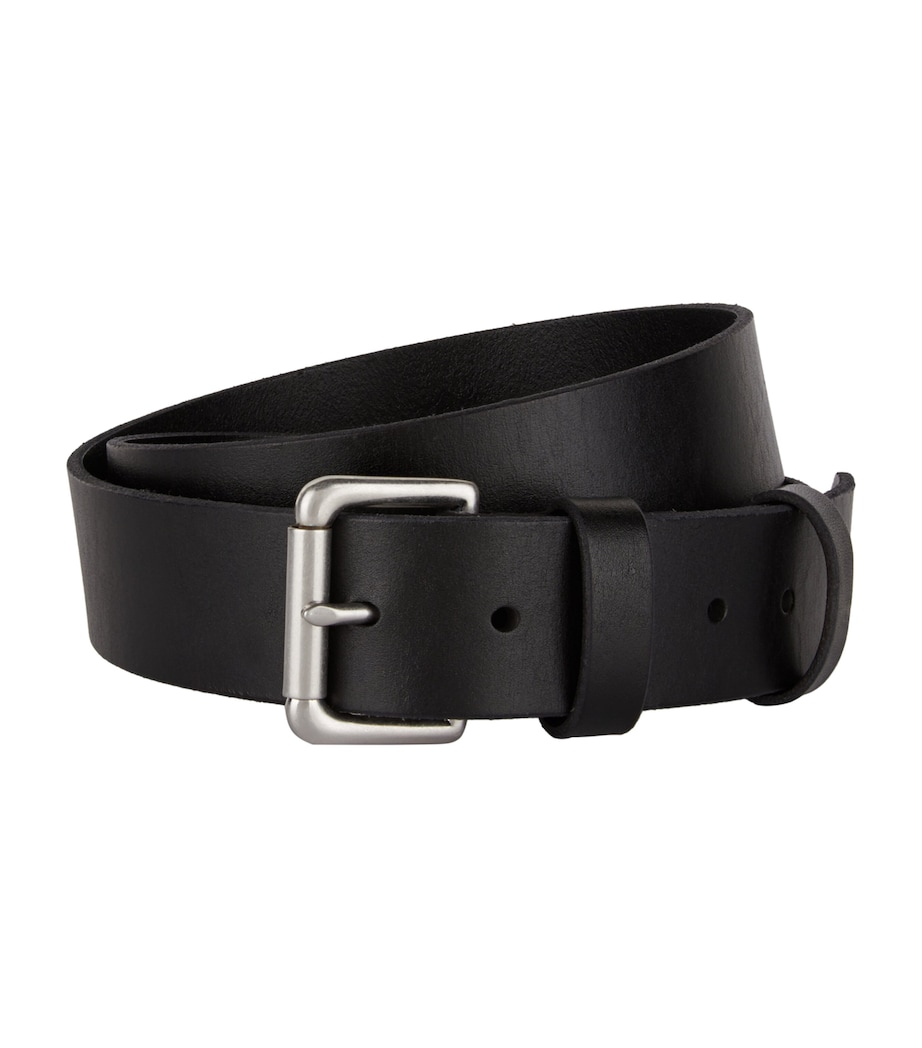 Leather Roller Buckle Belt BLACK Image 2