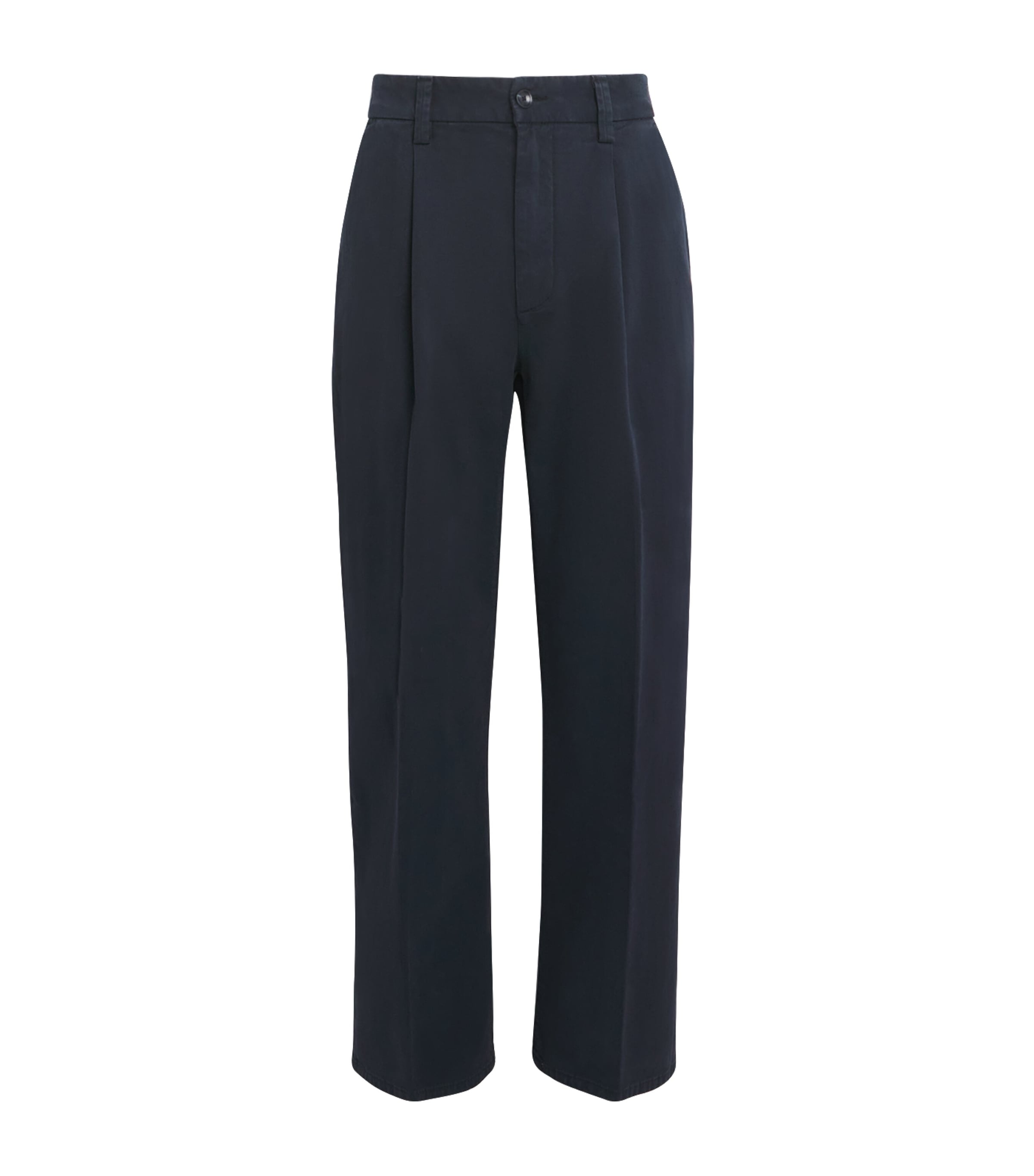 7 For All Mankind Stretch-cotton Pleated Trousers In Blue