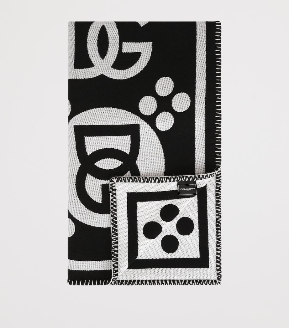 Wool Logo Jacquard Throw (140cm x 180cm) U0010-NERO/BIANCO Image 2