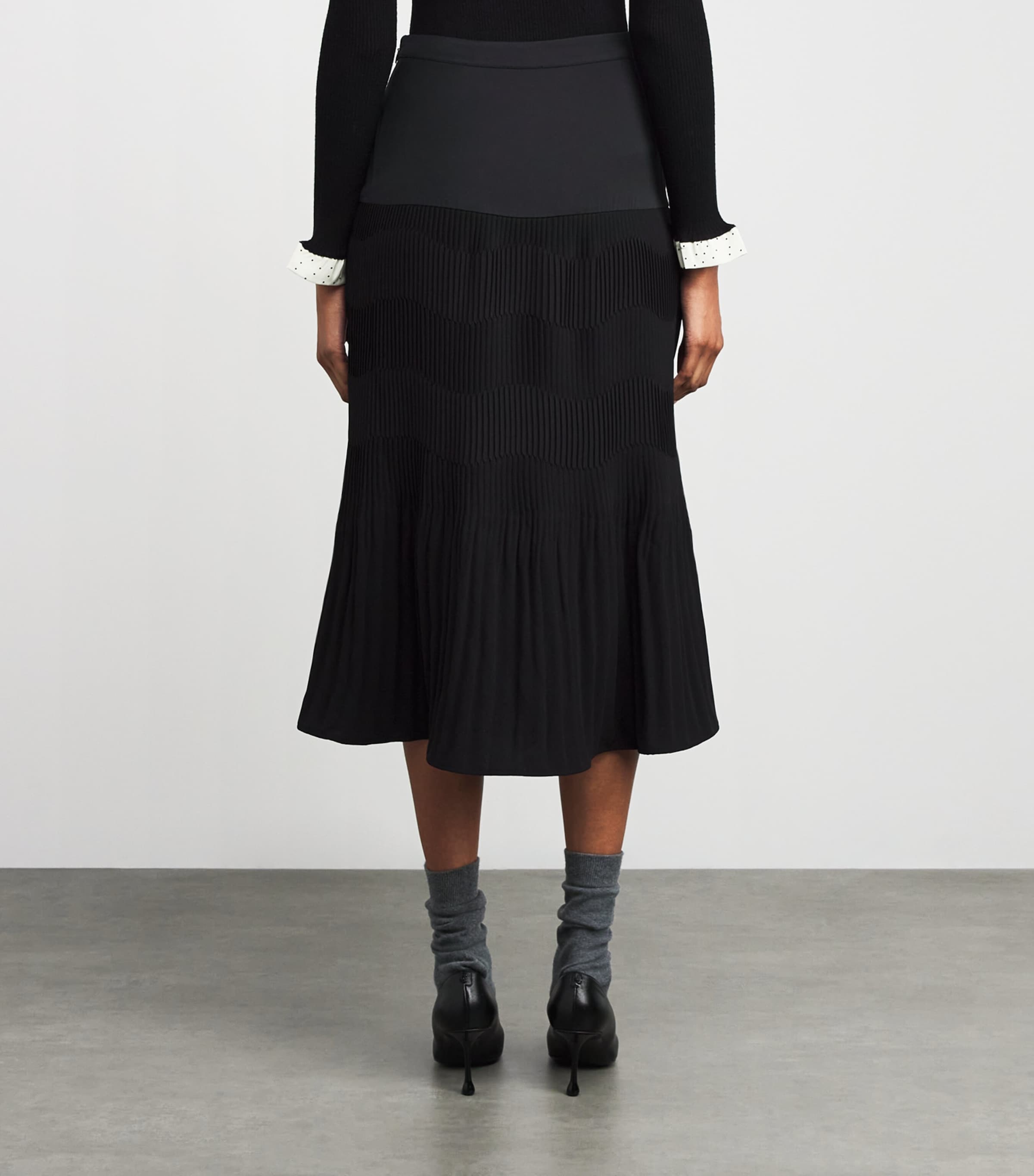 Pleated Midi Skirt BLACK Image 4