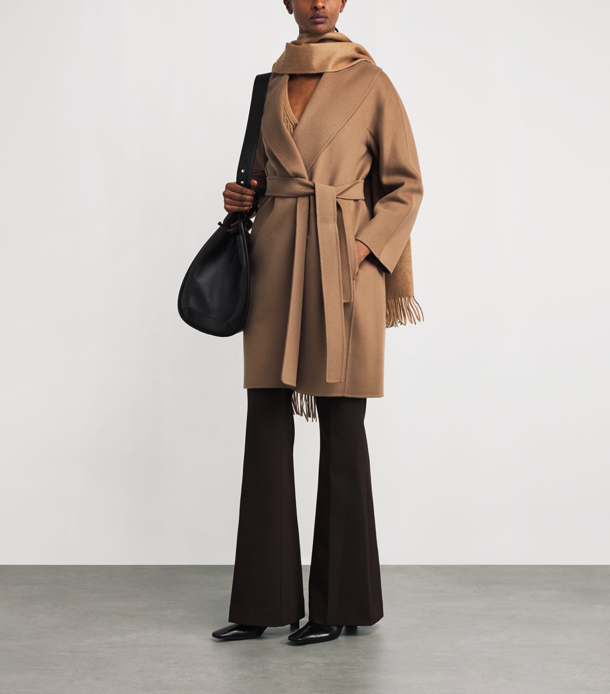 Virgin Wool Wrap Coat CAMEL Image 2