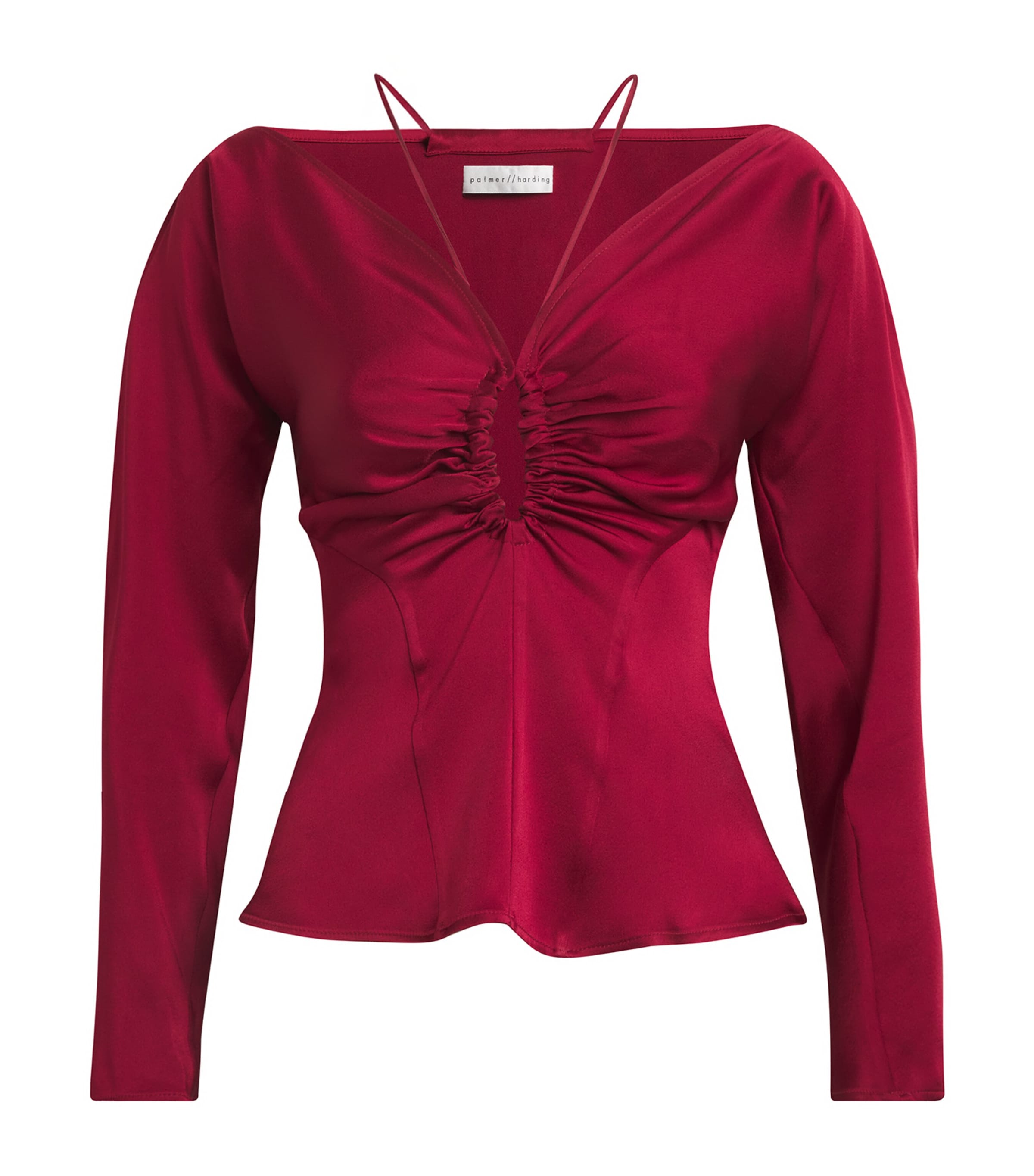 Shop Palmer Harding Satin Ruched Odyssey Top In Red