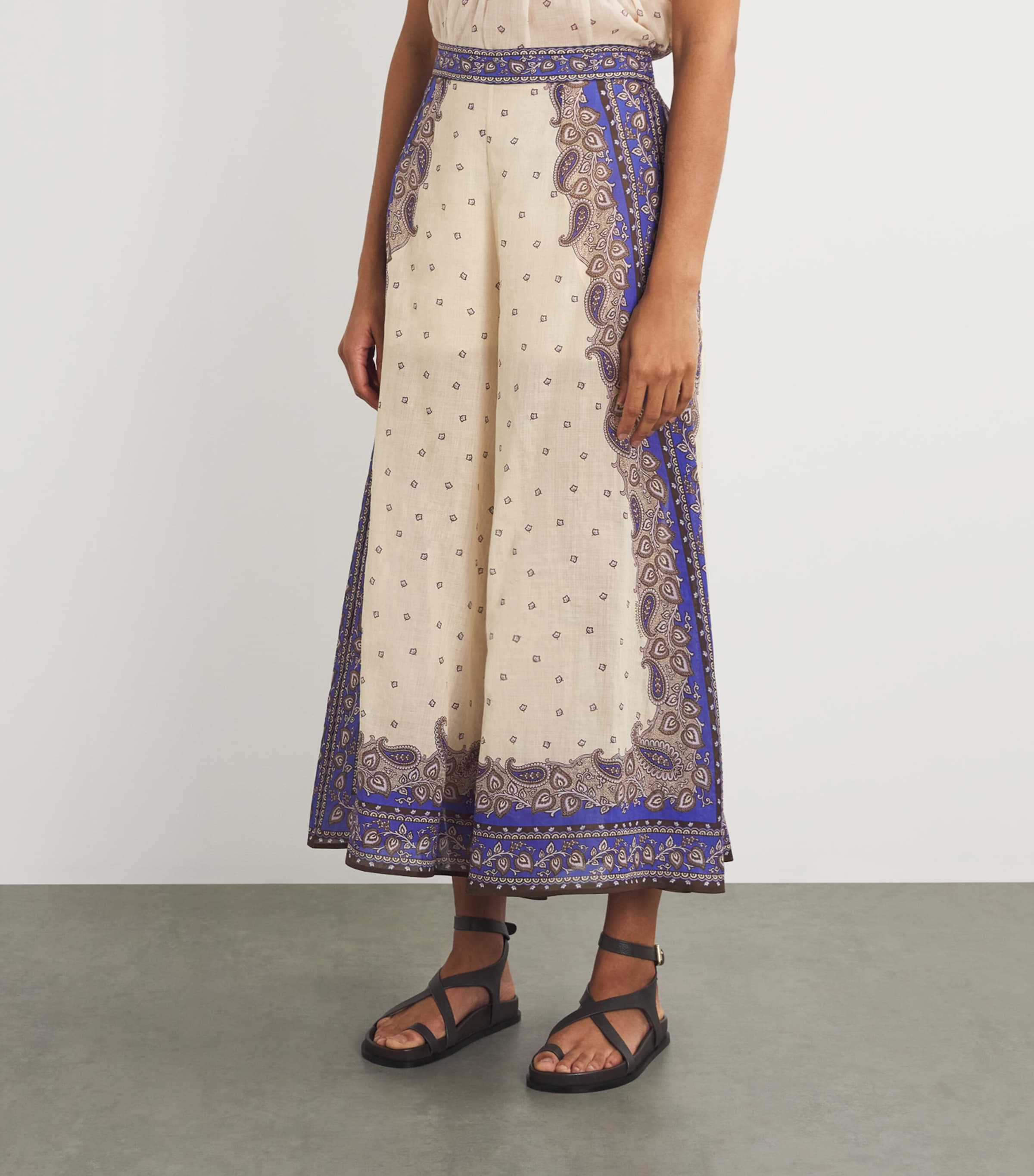 Zimmermann Womens Ramie Wide-Leg Maxine Trousers Purple Paisley Image 3