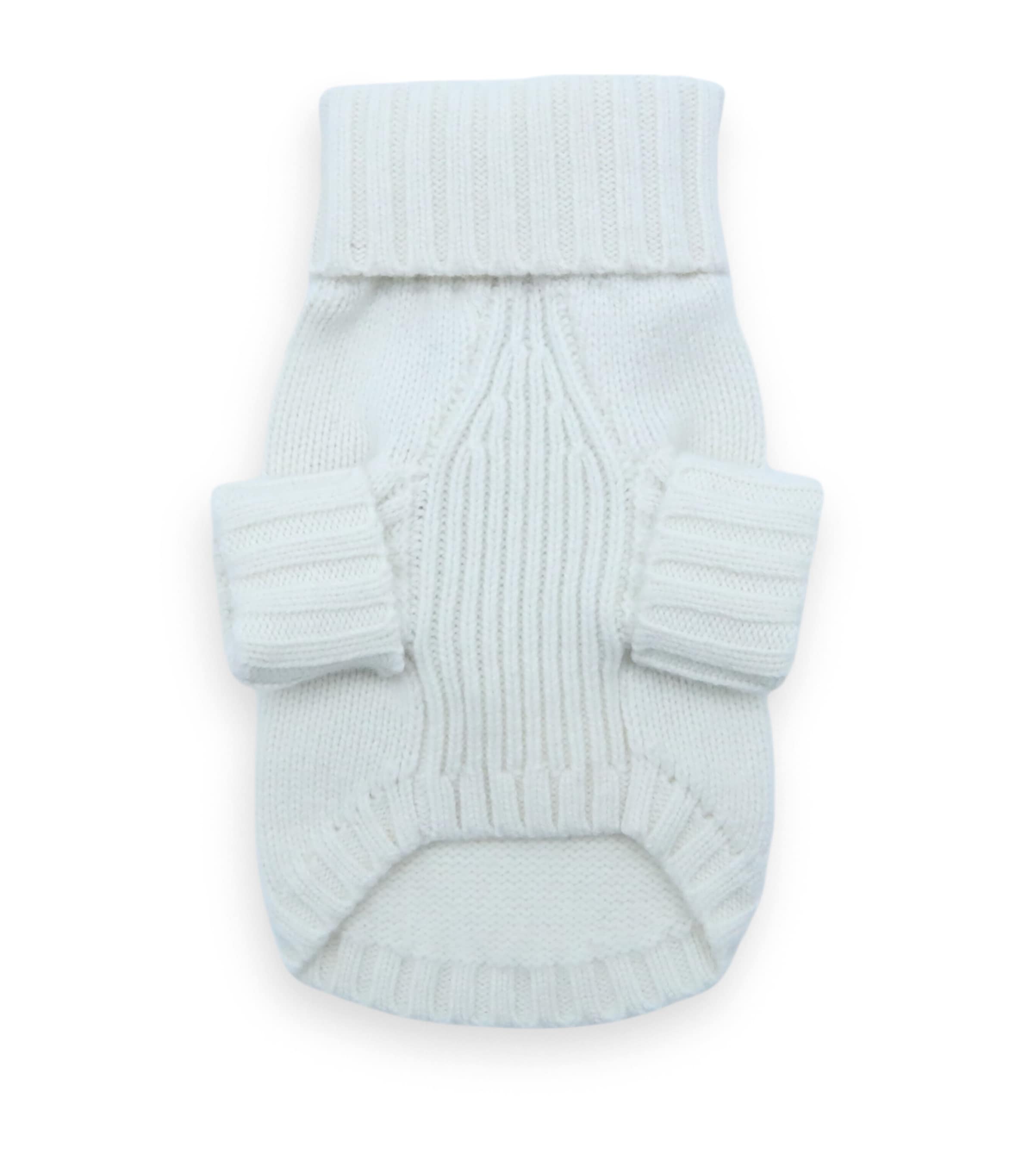 Wool-Cashmere Flag Dog Sweater (M) WHITE Image 2