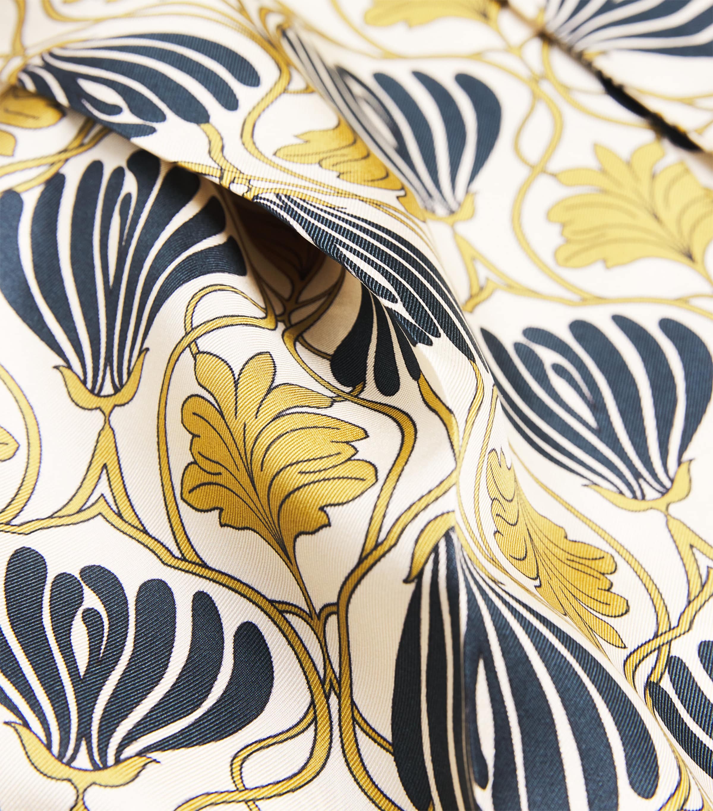 Silk Printed Wide-Leg Trousers MUSTARD Image 5