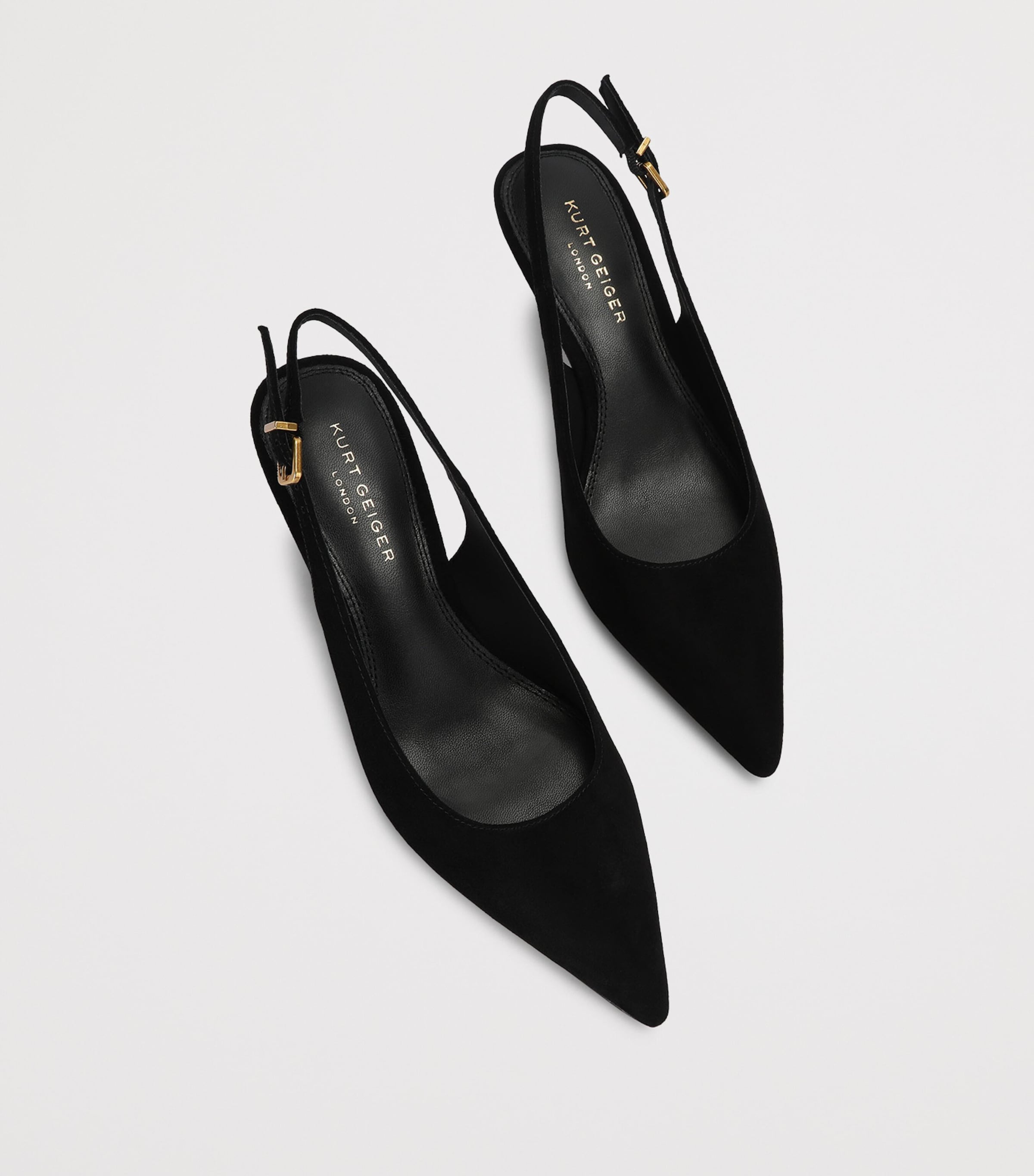 Kurt Geiger London Suede Stepney Slingback Pumps Black Image 4