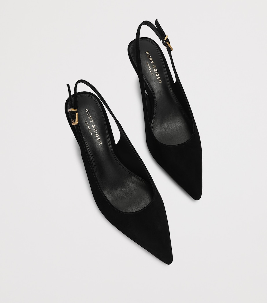 Kurt Geiger London Suede Stepney Slingback Pumps Black Image 4