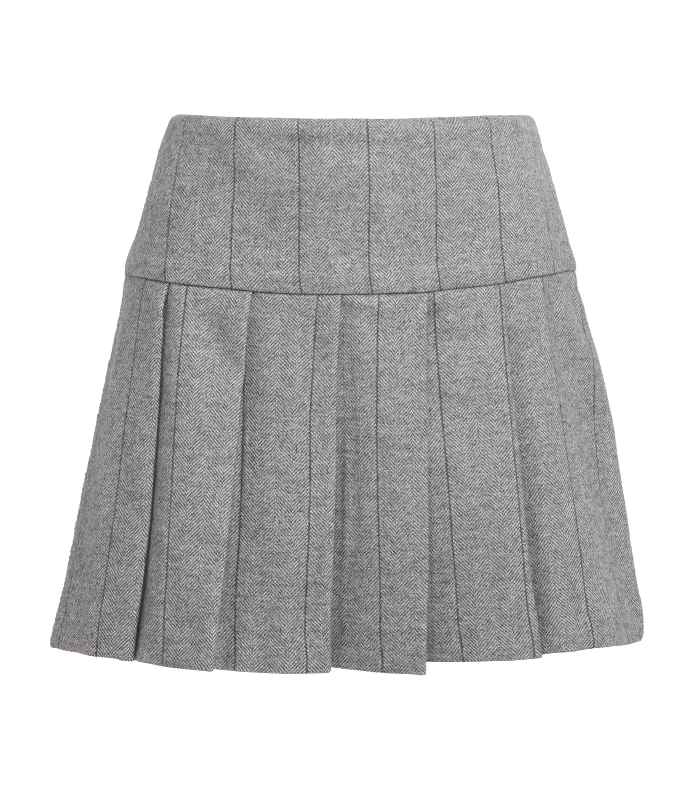Max & Co Wool-blend Pleated Mini Skirt In Gray