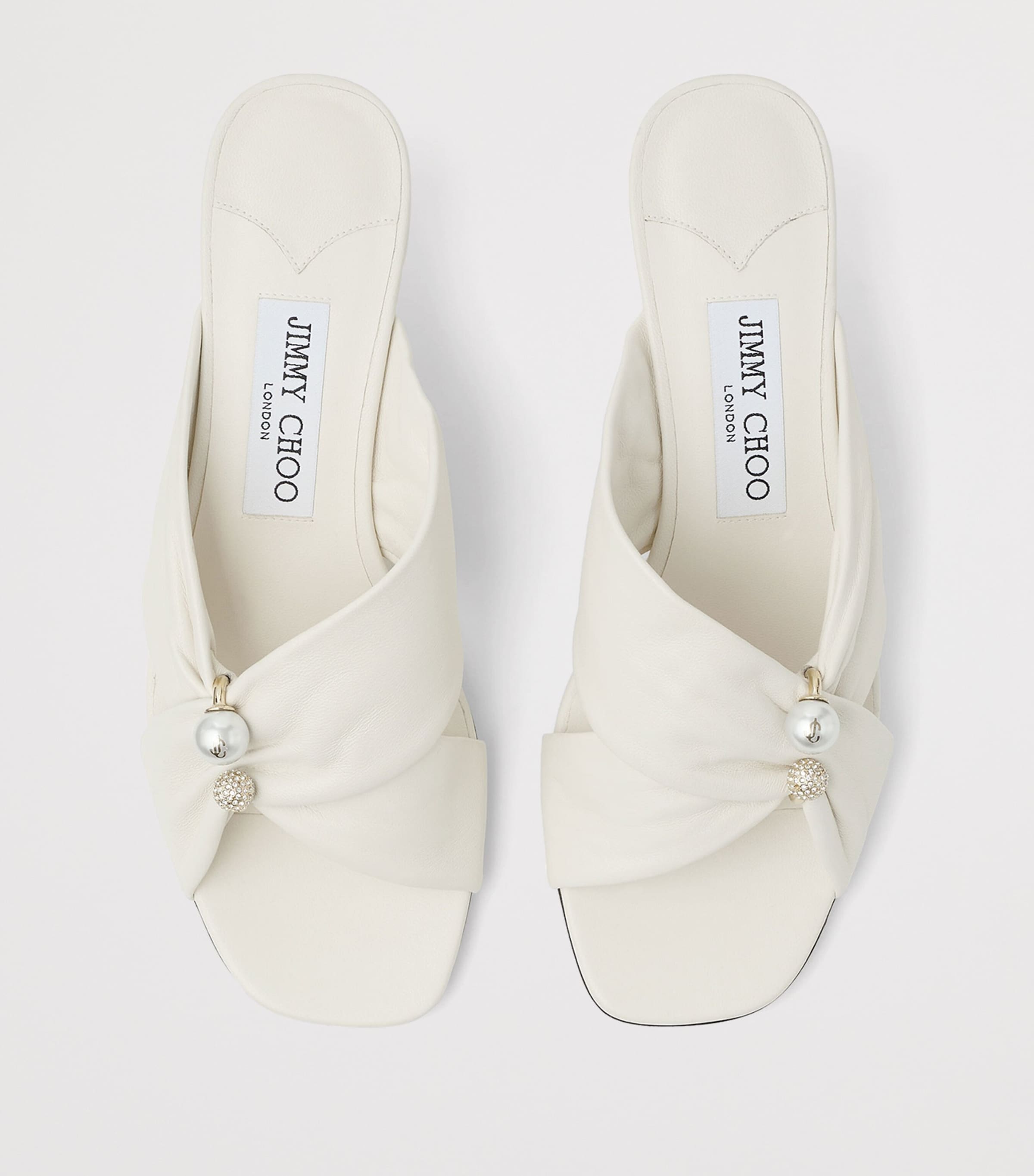 Jimmy Choo Rafi 45 Leather Heeled Mules Latte Image 5