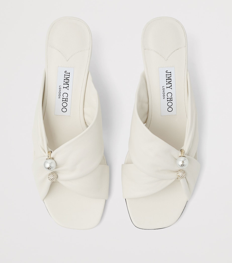 Jimmy Choo Rafi 45 Leather Heeled Mules Latte Image 5