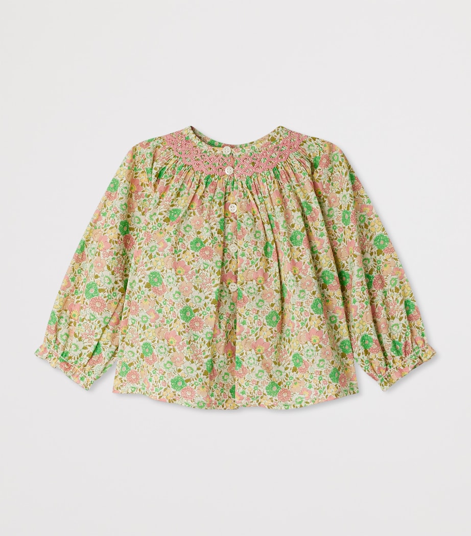 Cotton Smocked Liberty Print Griotte Blouse (24-36 Months) FL ROSE PALE Image 2