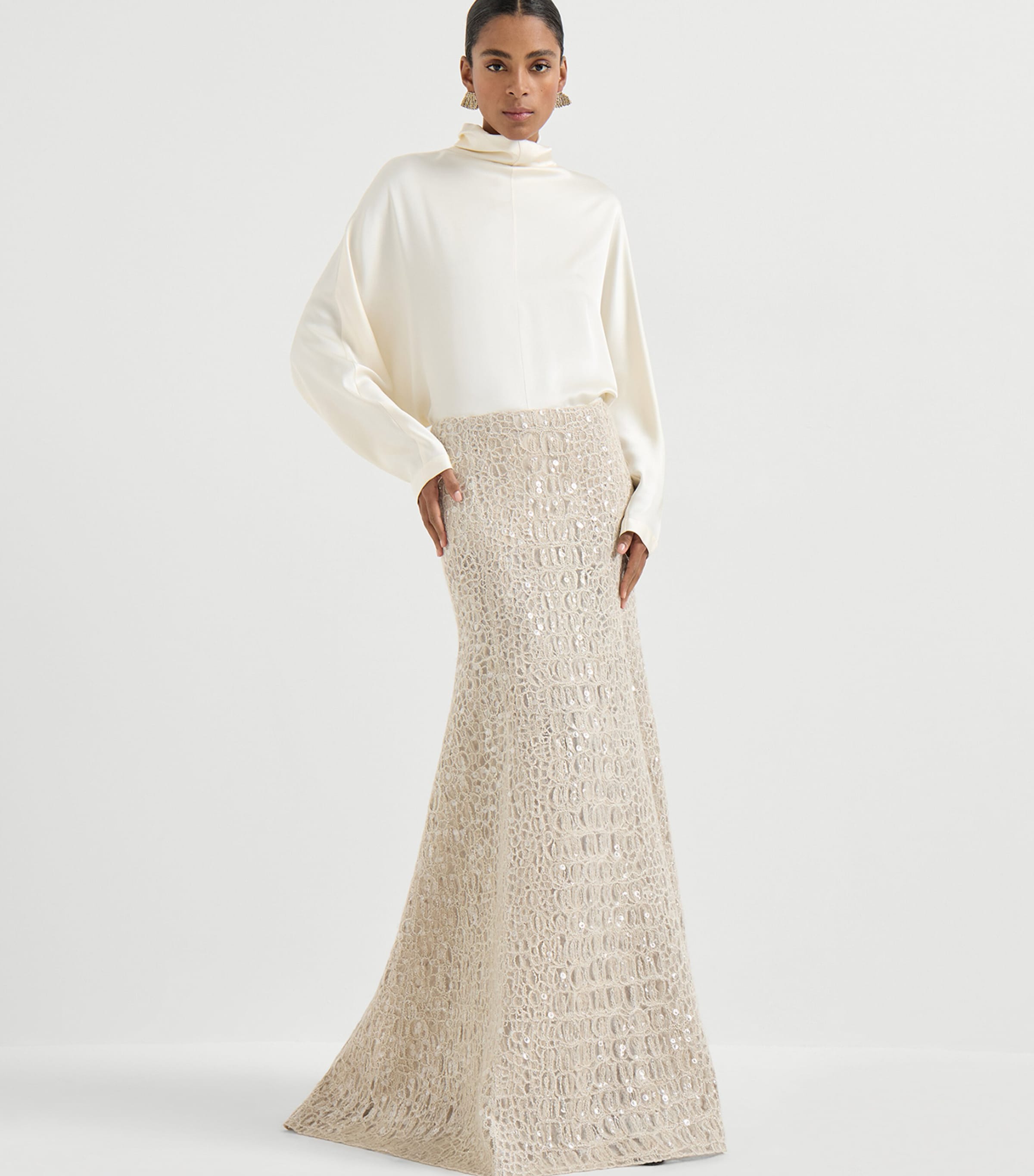 Mohair-Silk-Linen-Blend Maxi Skirt CRI71 Image 2