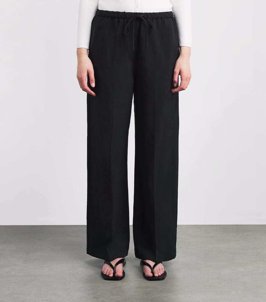 Toteme Womens Drawstring Fluid Trousers Black Image 4