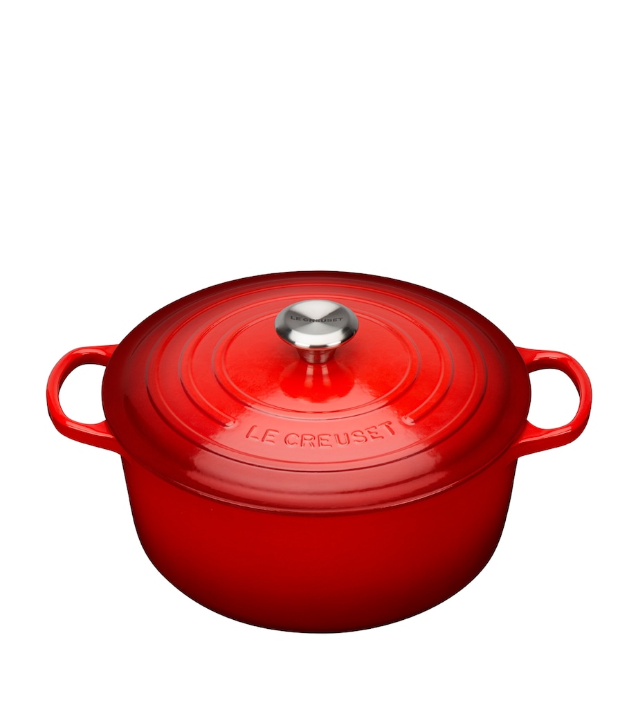 Cast Iron Round Casserole Dish (28cm) CERISE Image 1