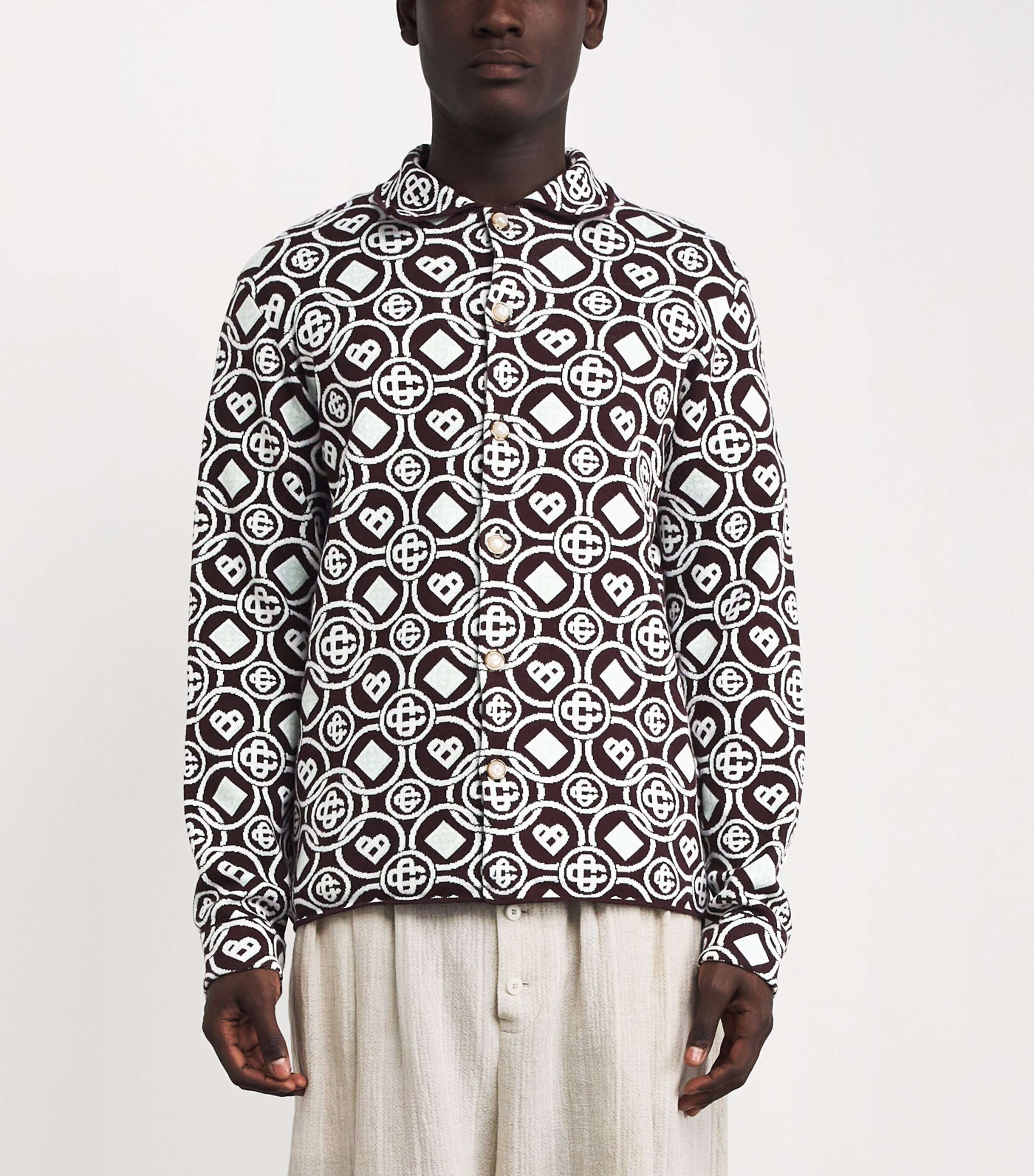 Cotton Monogram Relaxed Shirt AUBERGINE Image 3