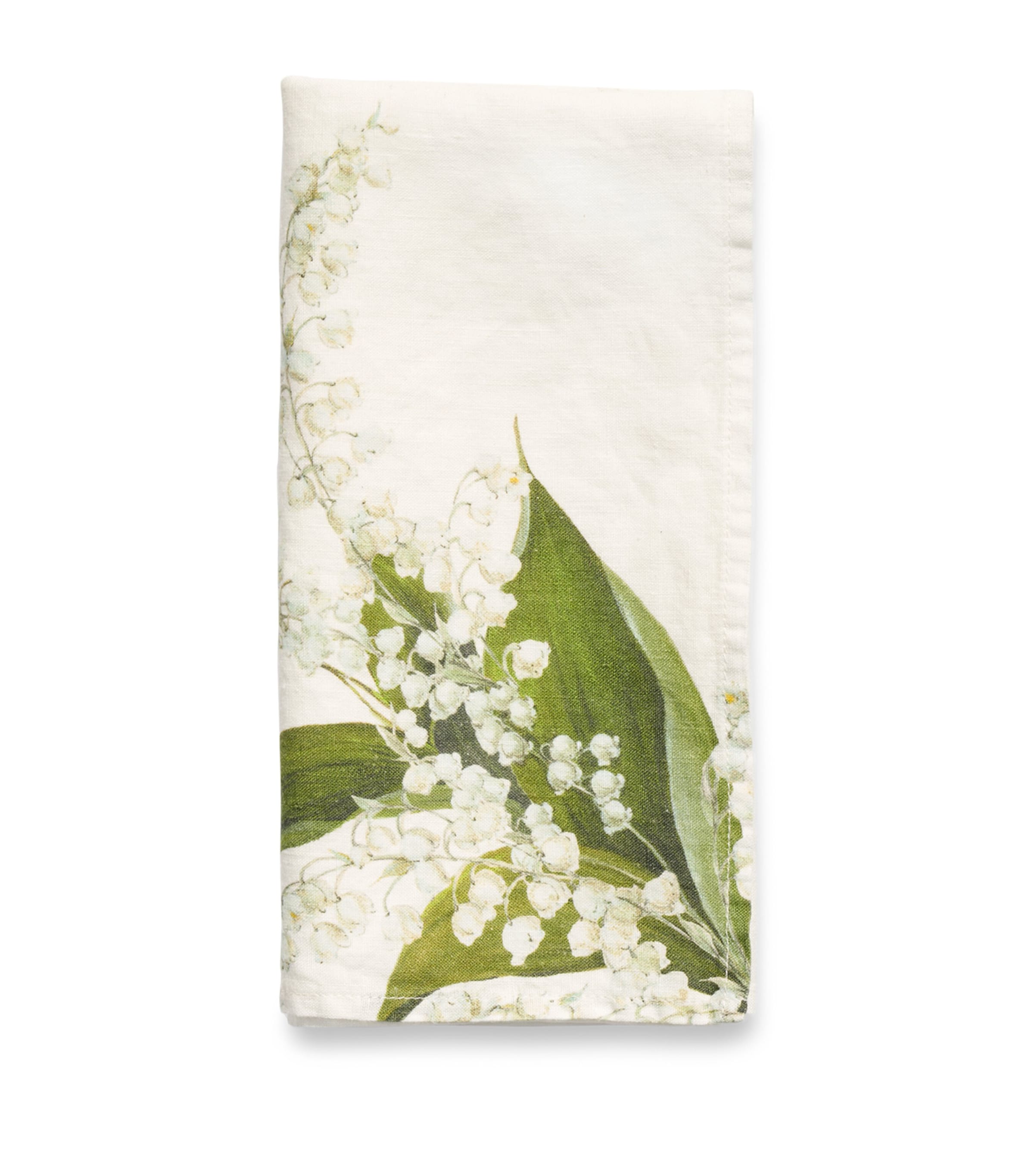 Linen Lily of the Valley Napkin (50cm x 50cm) WHITE/GREEN Image 2
