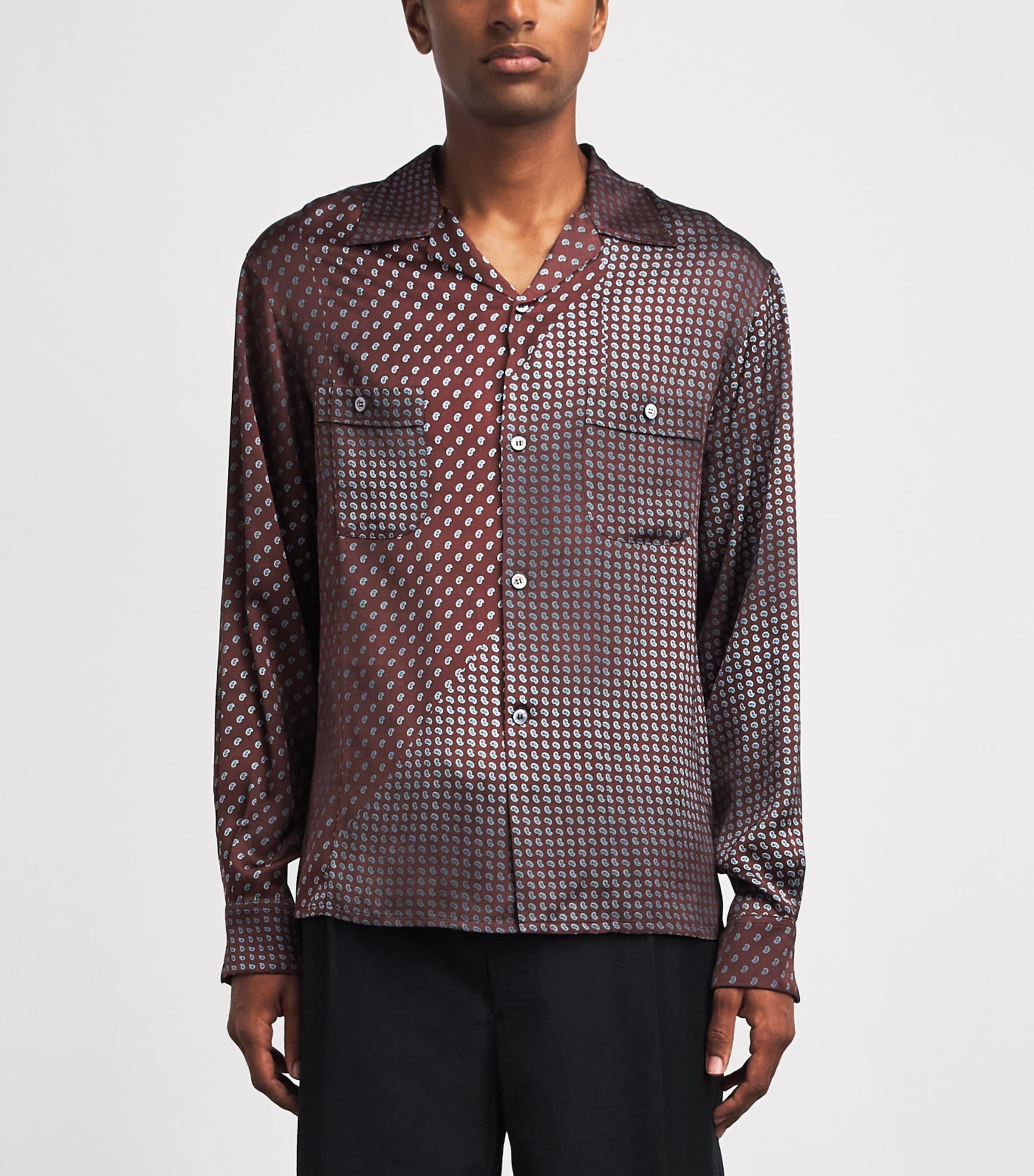 Maison Margiela Mens Satin Paisley Shirt Bordeaux Image 4