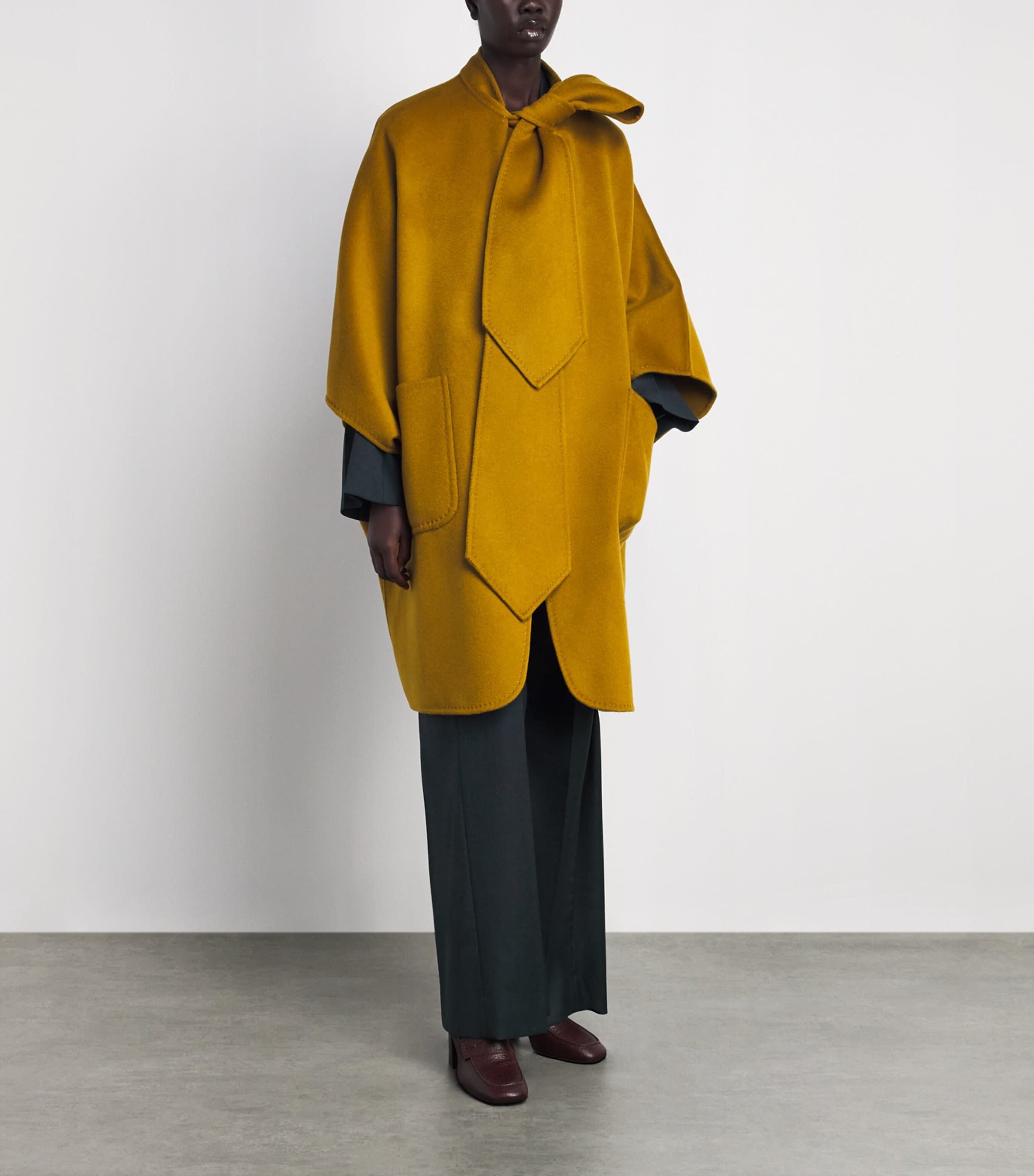 Wolk Morais Womens Cashmere Belleville Trench Coat Chartreuse Image 2