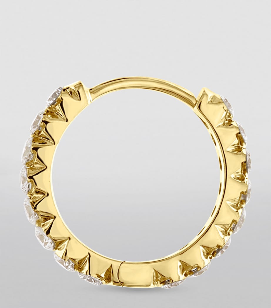 Yellow Gold Invisible Set Diamond Eternity Hoop Earring (9.5mm) YELLOW GOLD Image 2