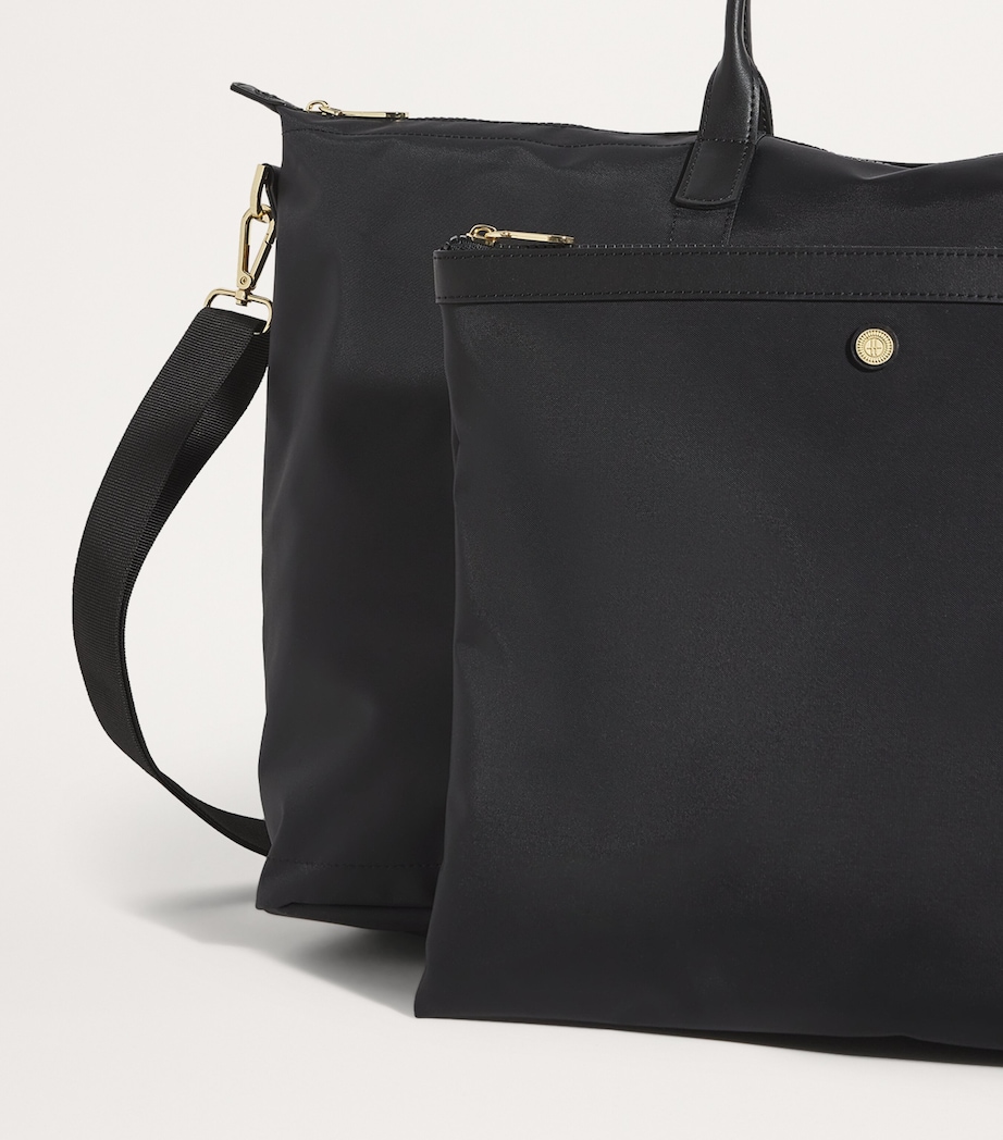 Nylon Overnight Tote Bag BLACK Image 4