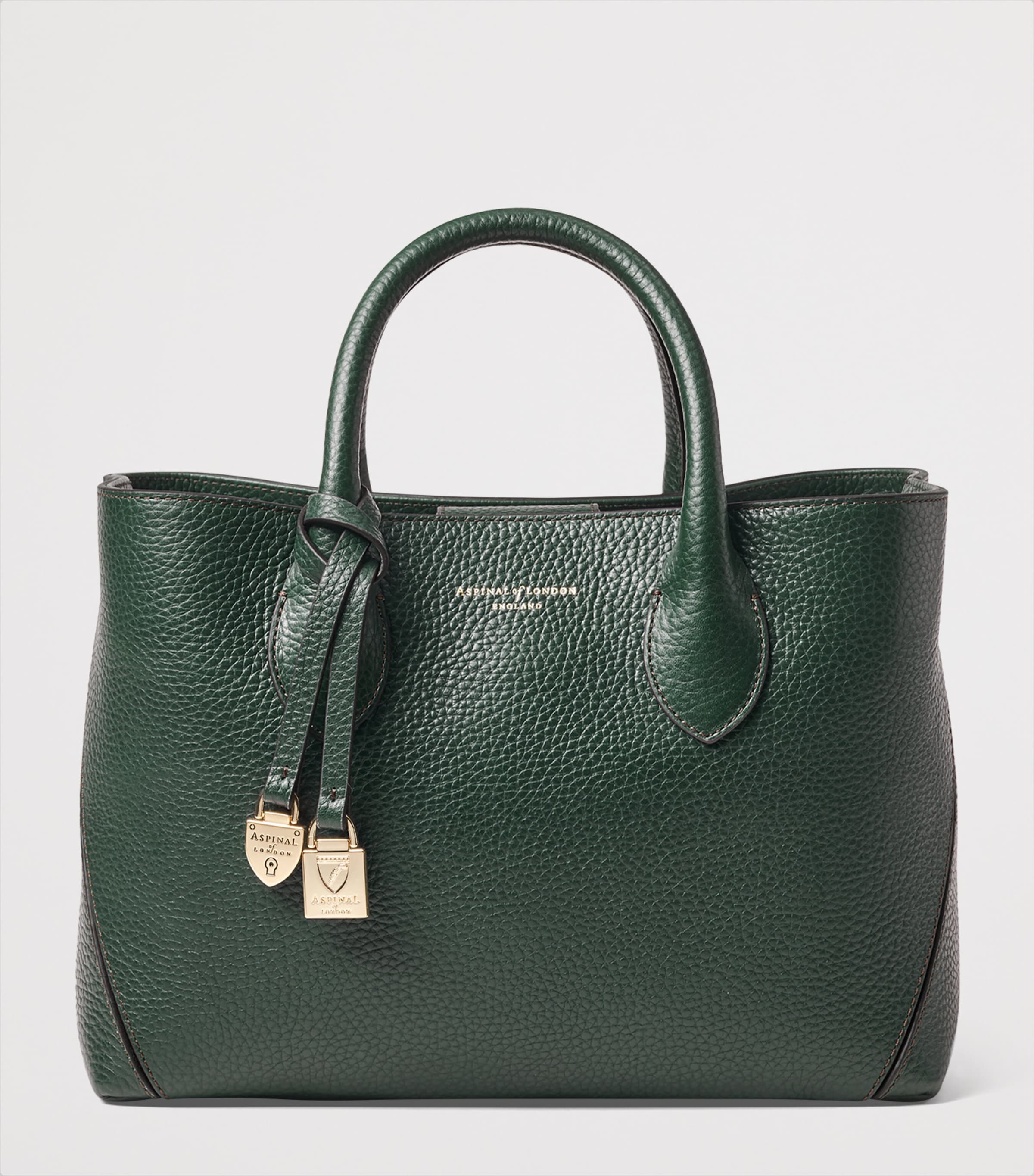 Aspinal Of London Midi Leather London Tote Bag Alpine Green Image 2