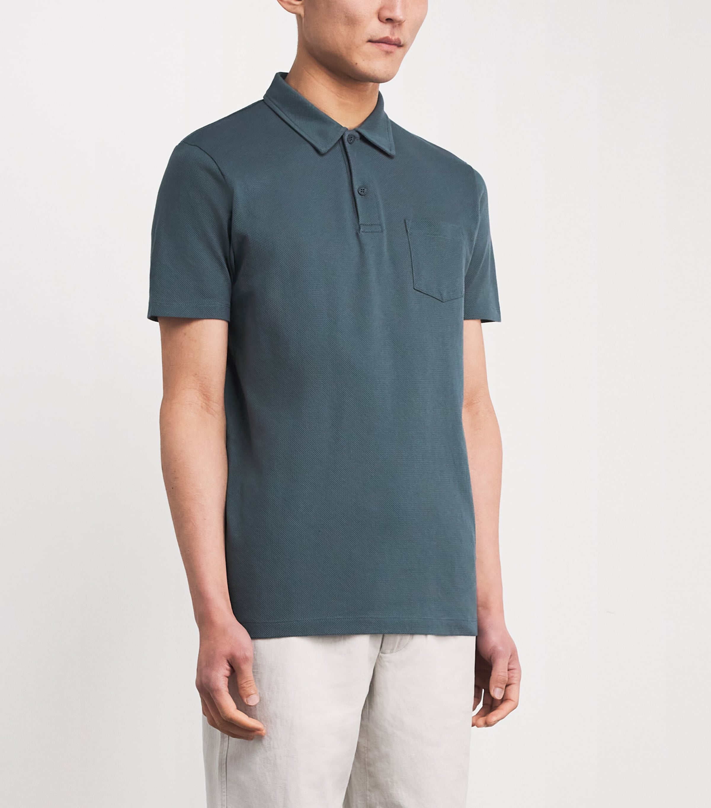 Supima Cotton Riviera Polo Shirt DARK PETROL26 GNIT Image 3