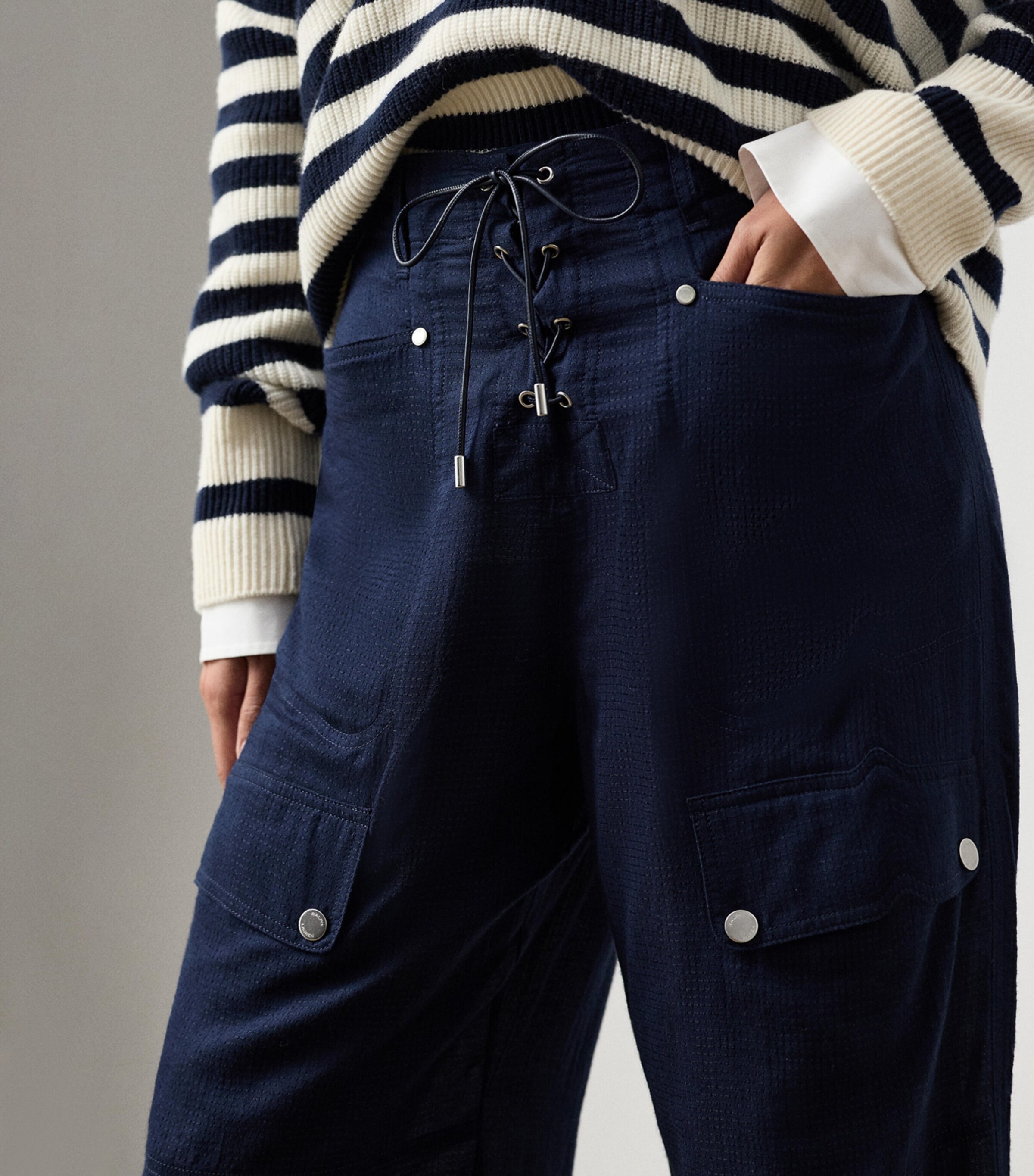 Ralph Lauren Collection Womens Ripstop Briella Cargo Trousers Navy Image 5
