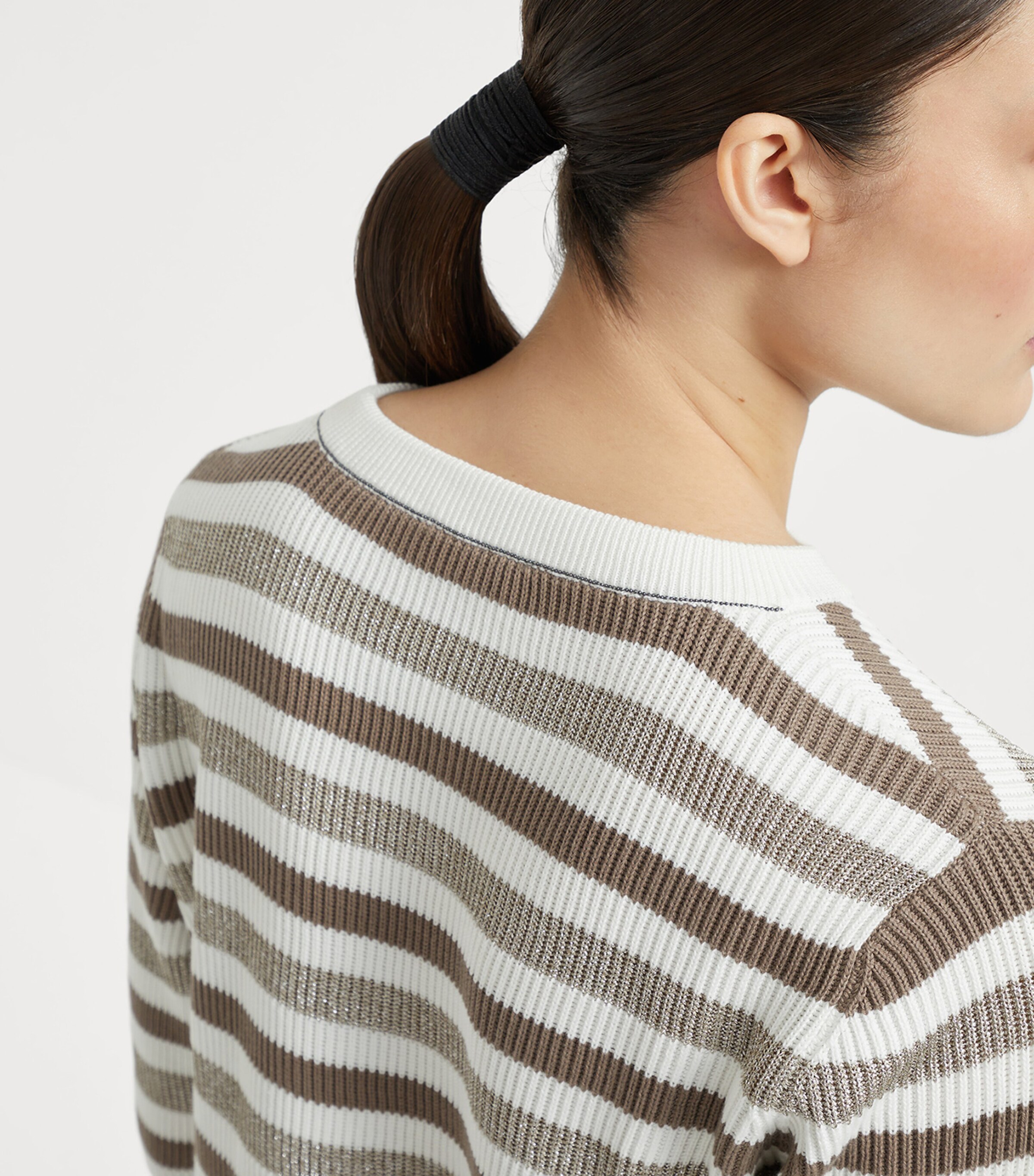 Brunello Cucinelli Womens Cotton Stripe Sweater Image 7