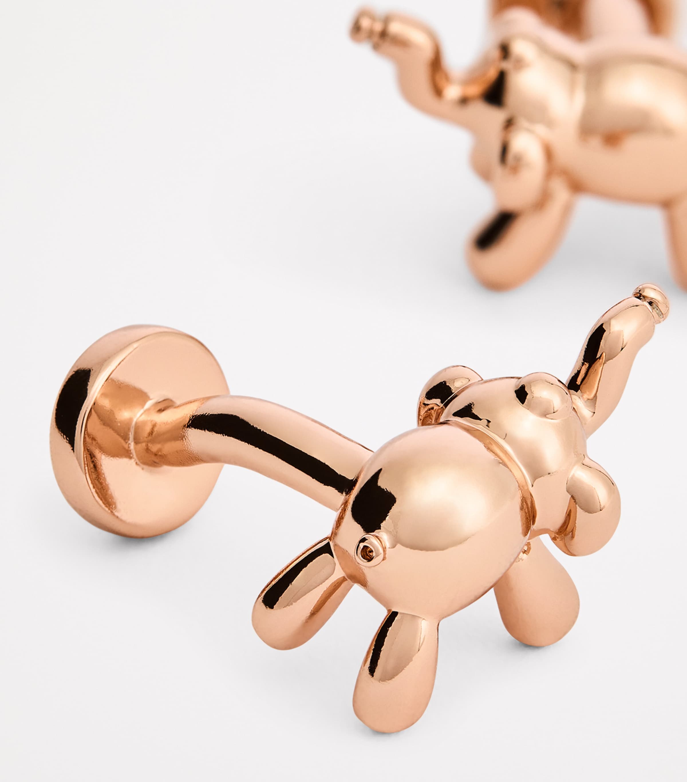 Babette Wasserman Rose Gold-Plated Elephant Cufflinks Pink Image 6