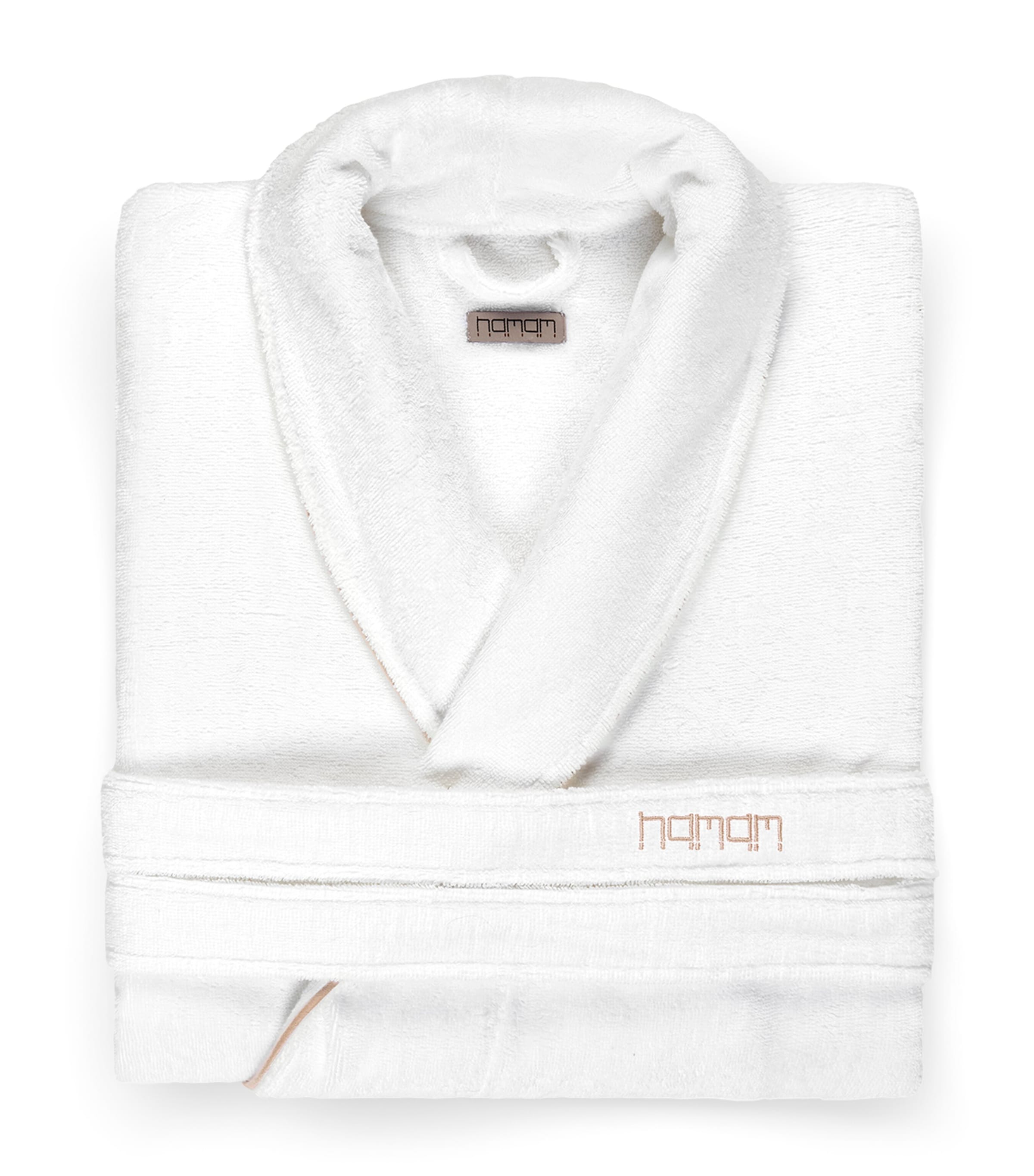 Cotton Pera Bathrobe (Small) WHITE/ROASTED ALMOND Image 1