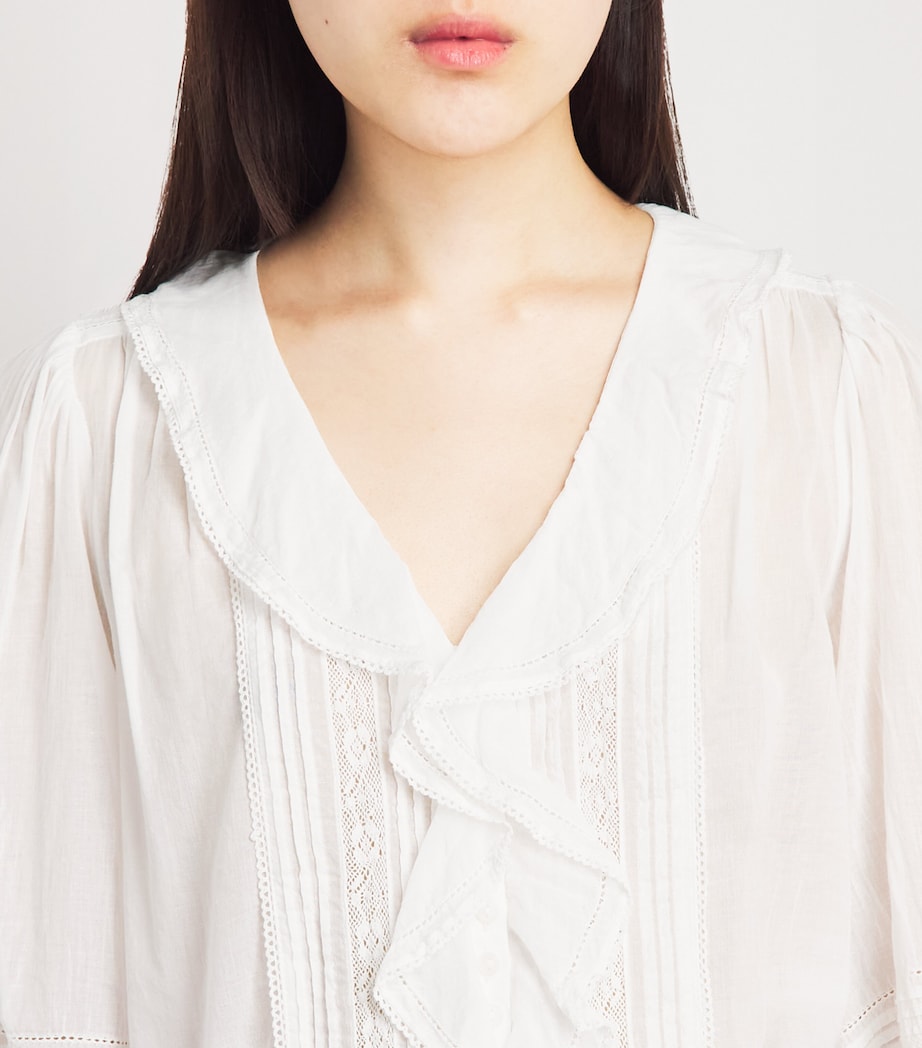 ME+EM Womens Cotton Voile Ruffle Blouse White Image 3
