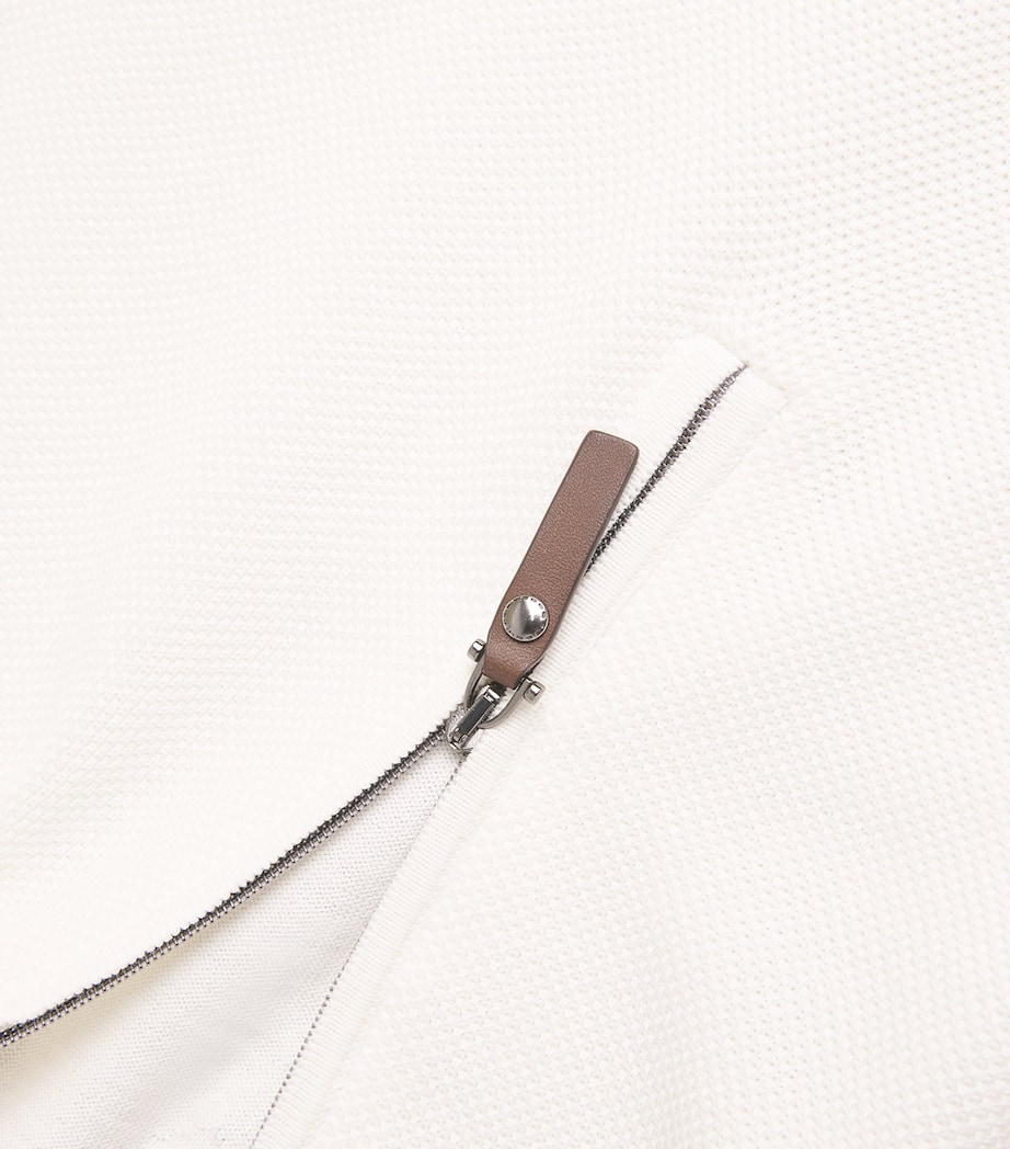 Canali Mens Cotton Zip-Up Polo Shirt Image 5