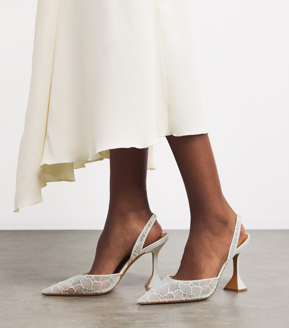 Lace Holli Slingback Heels 95 WHITE Image 2
