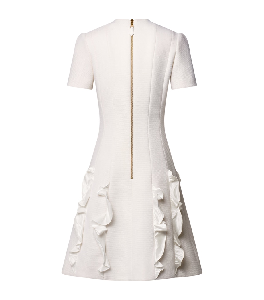 LOUIS VUITTON Womens Satin-Ruffle Tailored Mini Dress White Image 2