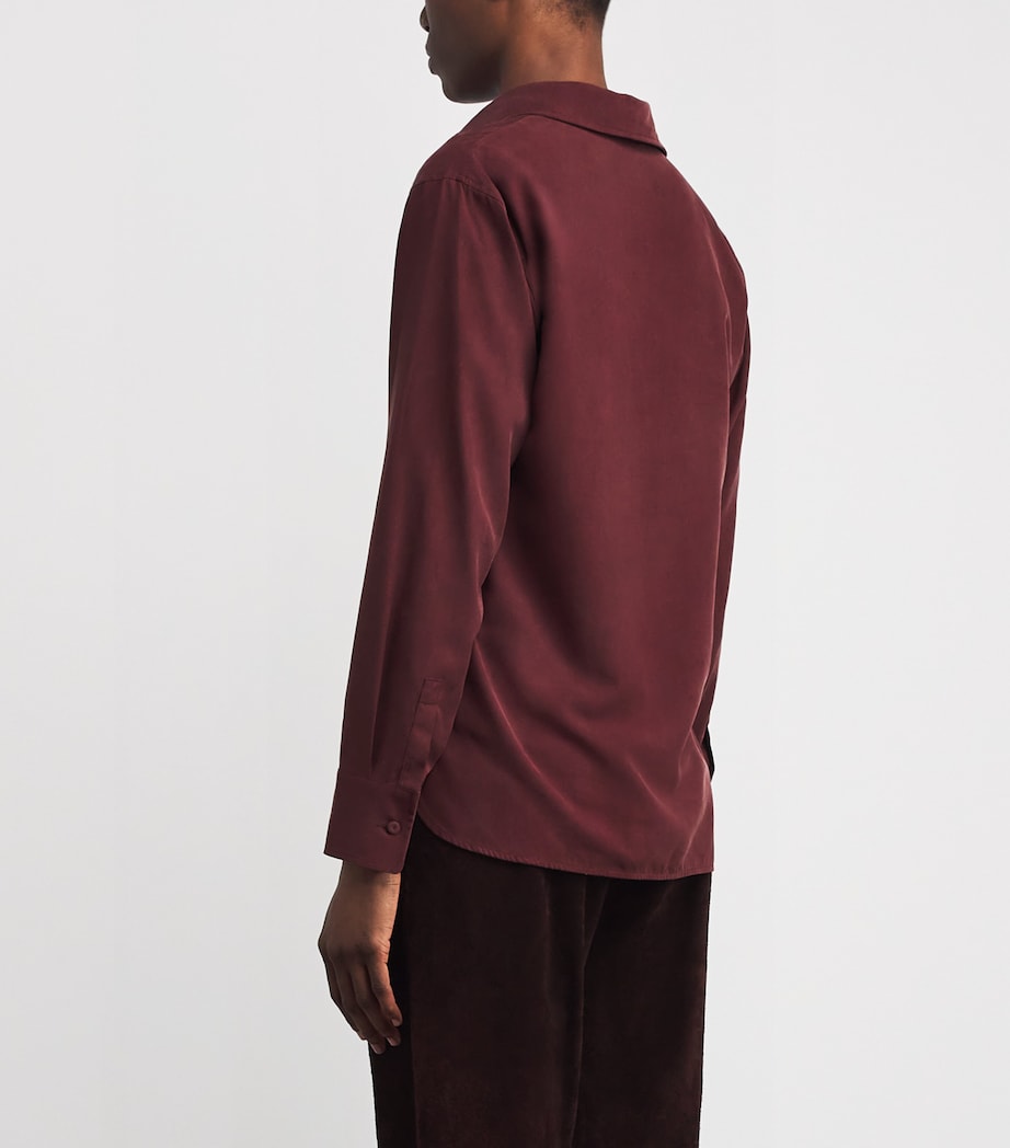 Silk Canvas Polo-Collar Shirt CHERRY Image 4