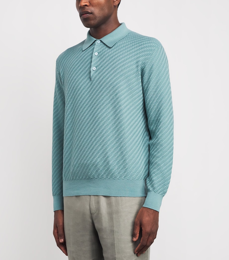 Cotton-Silk-Cashmere Woven Polo Shirt 3900 Image 3