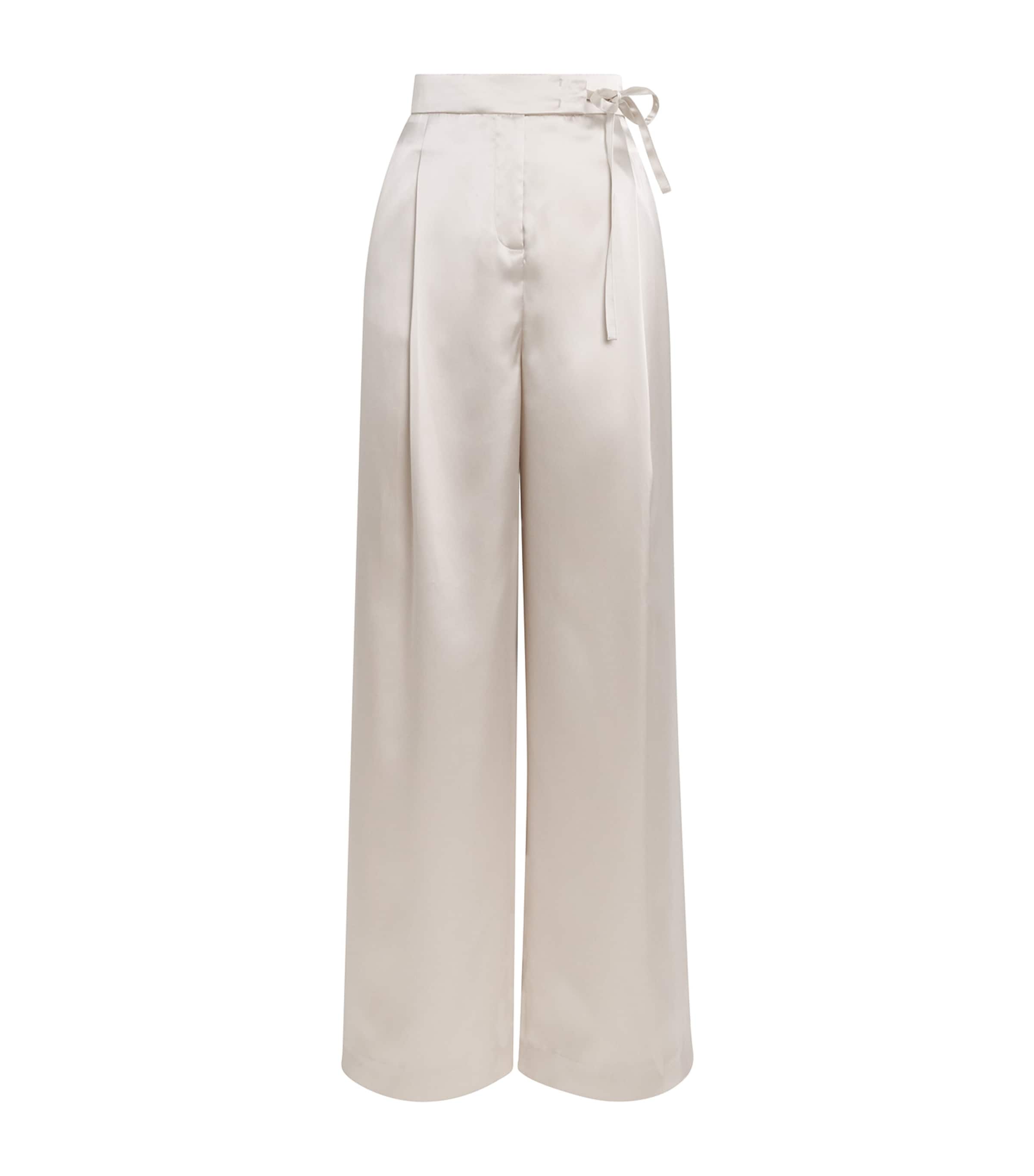 Shop Eleventy Satin Wide-leg Trousers