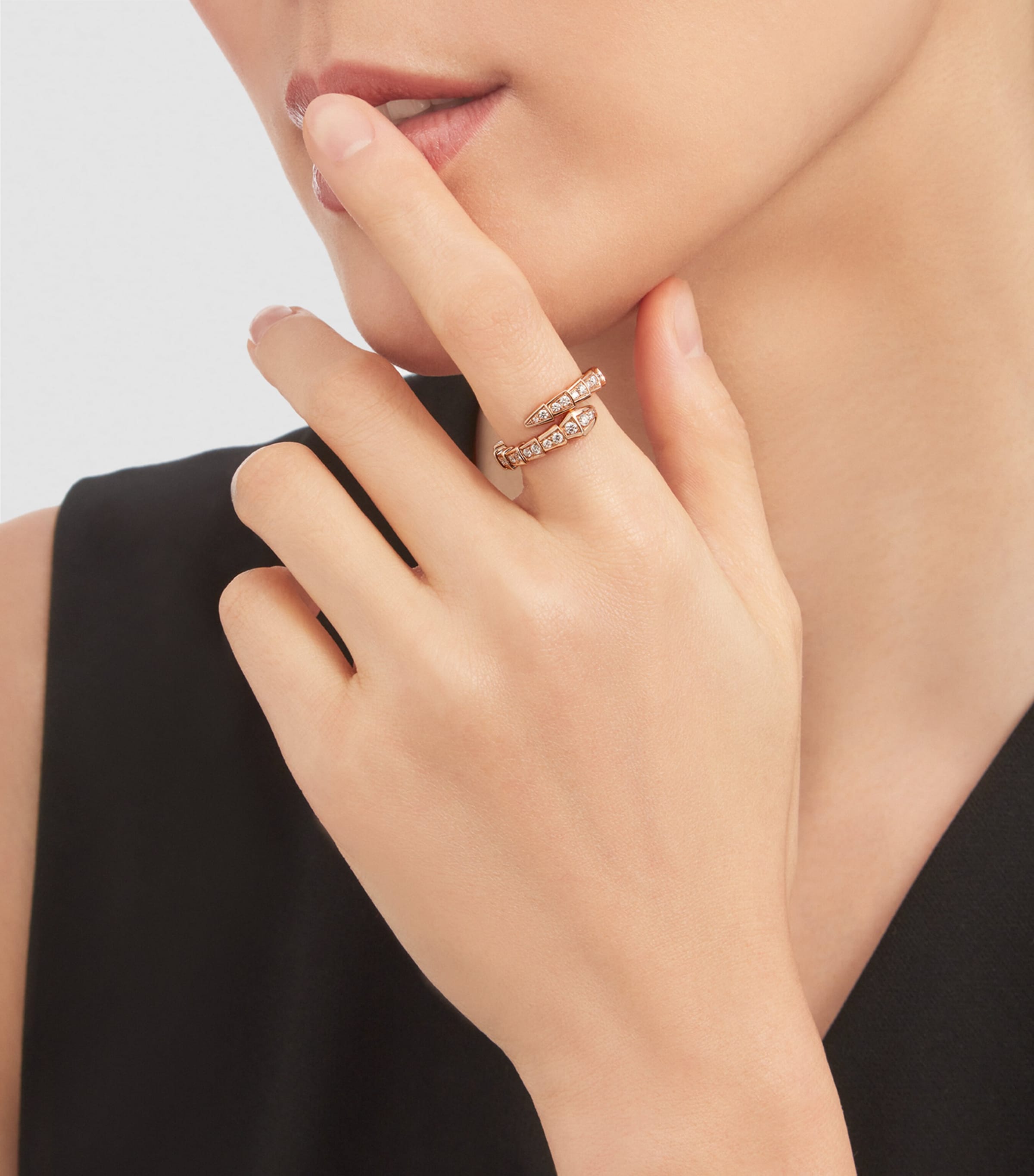 Rose Gold and Diamond Serpenti Viper Ring PINK GOLD Image 6